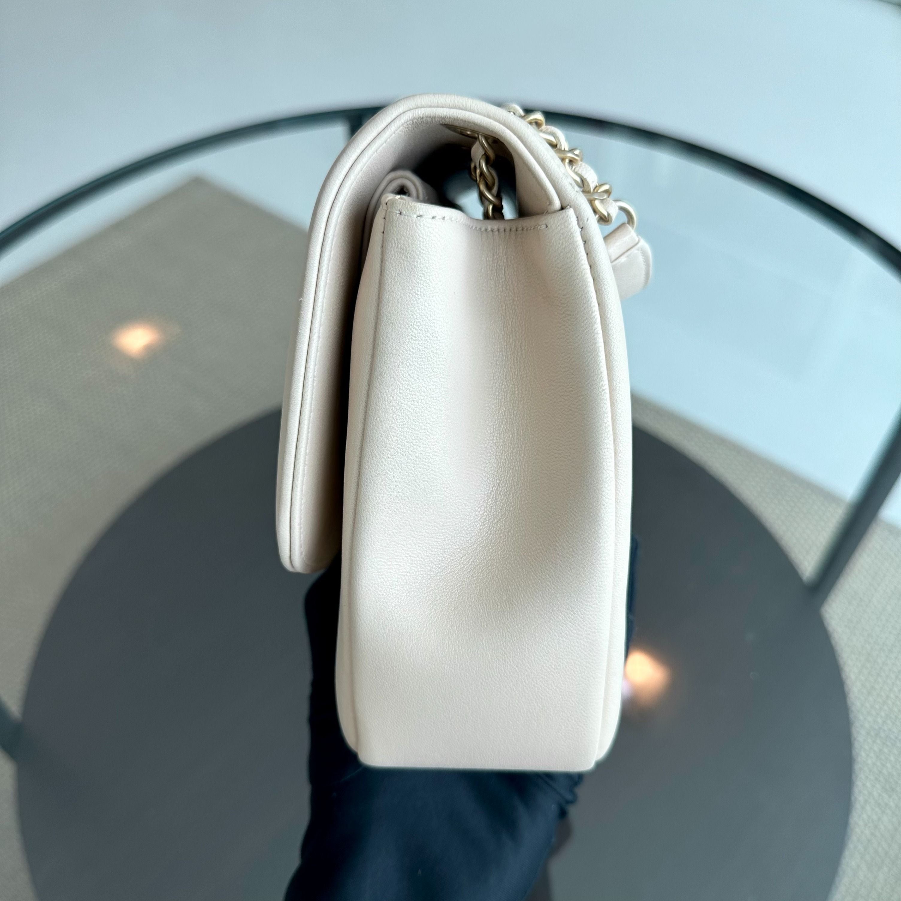*Modern Reissue 2015* Chanel Diana Jumbo 28CM Quilted Lambskin Beige GHW No 20 - Luxury Evermore