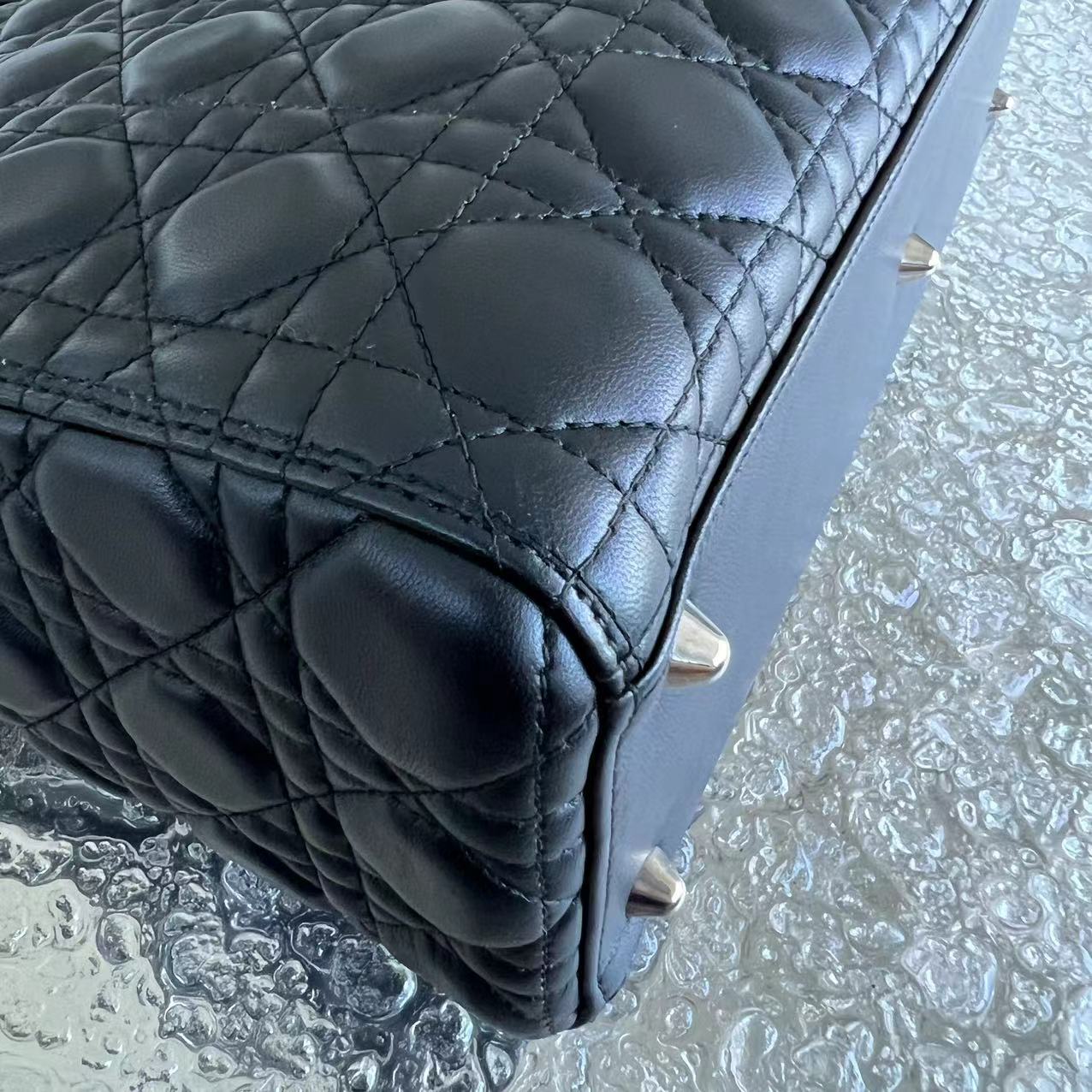 *No Strap* Dior Lady Large Cannage Lambskin Black SHW - Luxury Evermore