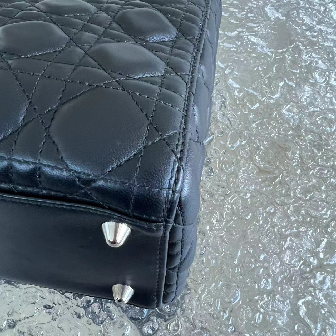 *No Strap* Dior Lady Large Cannage Lambskin Black SHW - Luxury Evermore