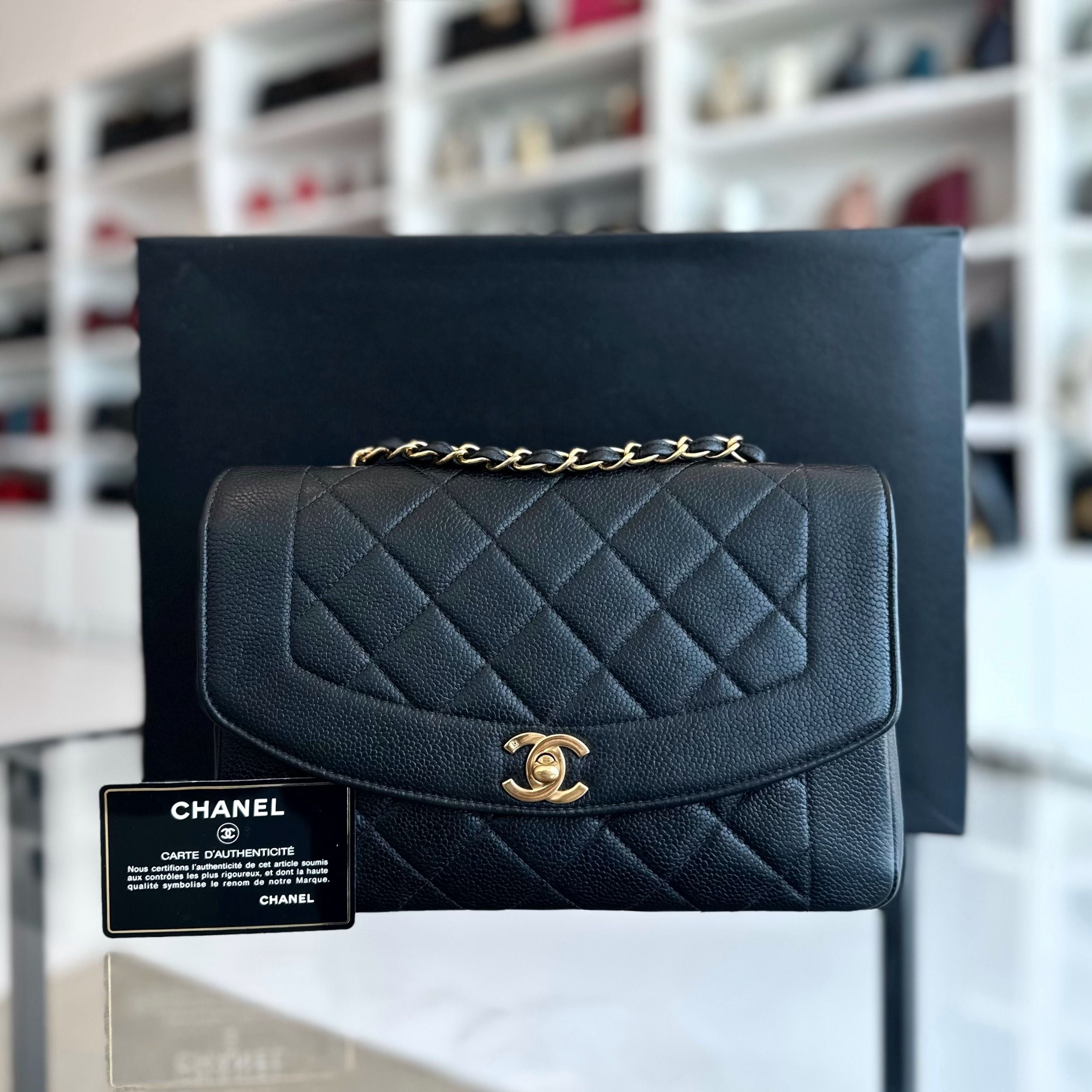*Rare* Chanel Caviar Diana Medium Calfskin 24K Vintage GHW No 4 - Luxury Evermore