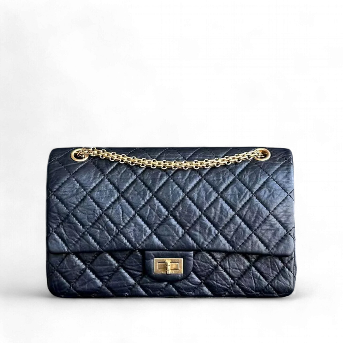 Chanel Reissue 2.55 226 Medium Quilted Calfskin Black Golden Hardware Series 15