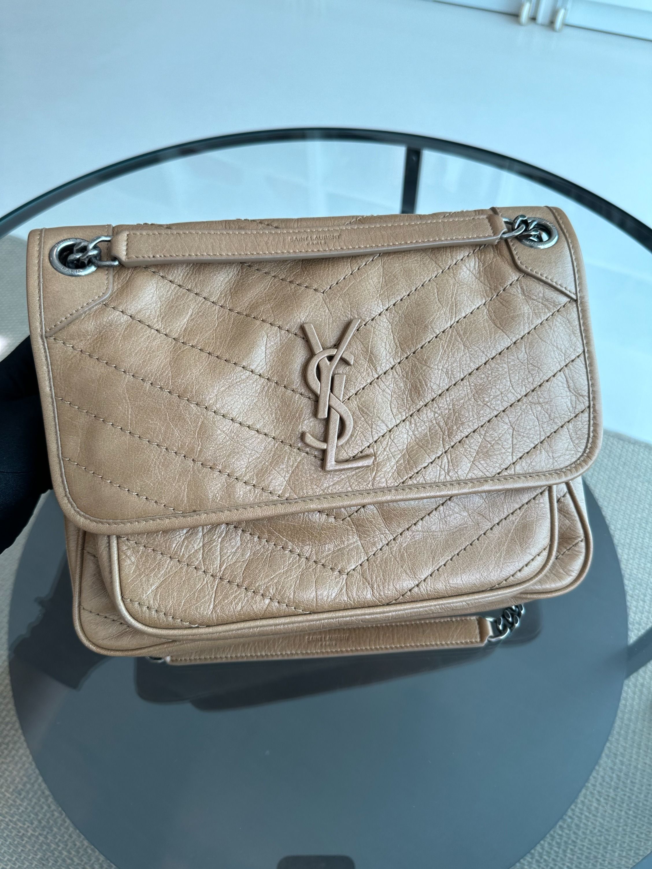 *Receipt* YSL Niki Medium Brown Leather Shoulder Bag - Luxury Evermore