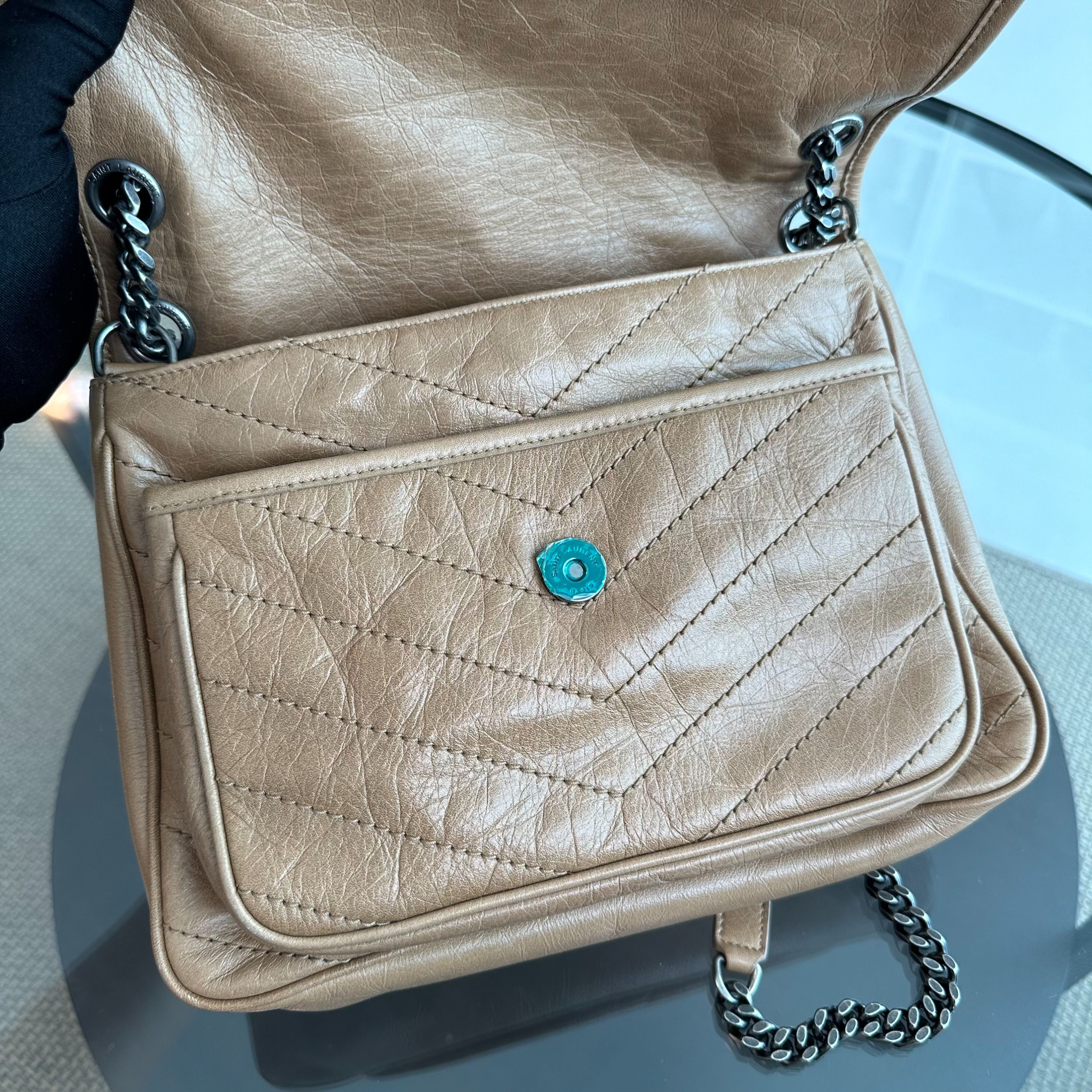 *Receipt* YSL Niki Medium Brown Leather Shoulder Bag - Luxury Evermore