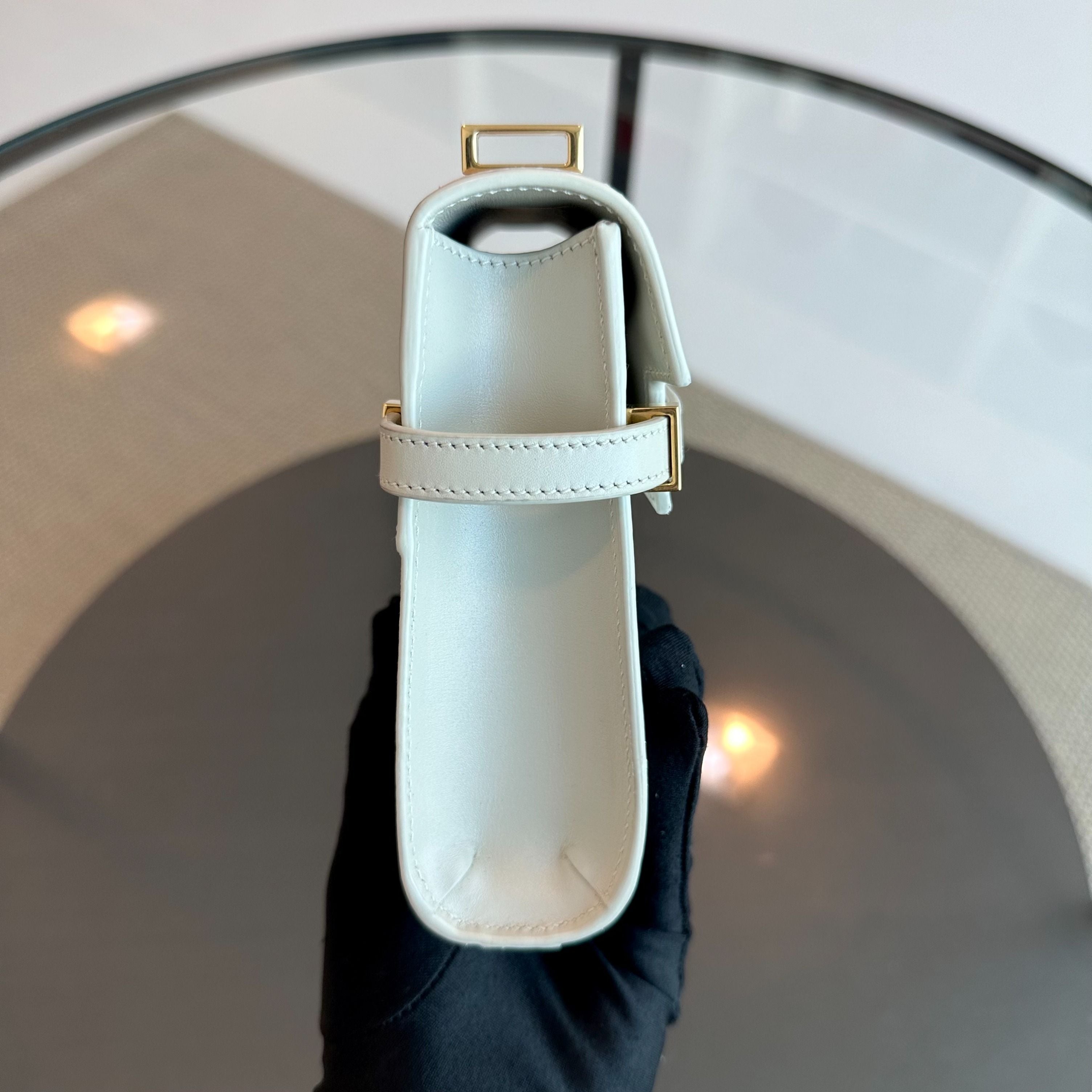 *Receipt* YSL Yves Saint Laurent Manhattan Mini Calfskin Leather White GHW - Luxury Evermore