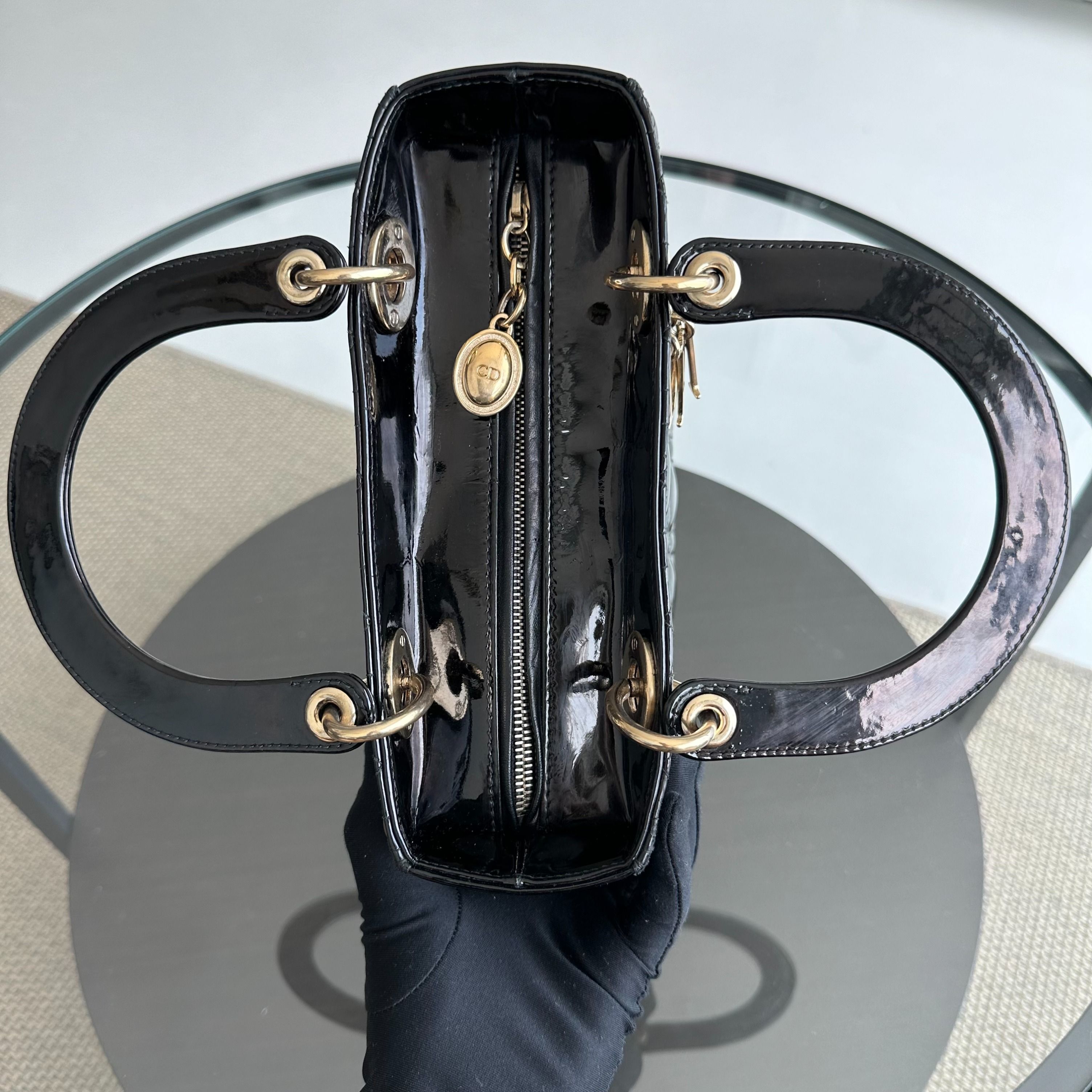 *Recolor* Dior Lady Medium Cannage Patent Leather Black GHW - Luxury Evermore