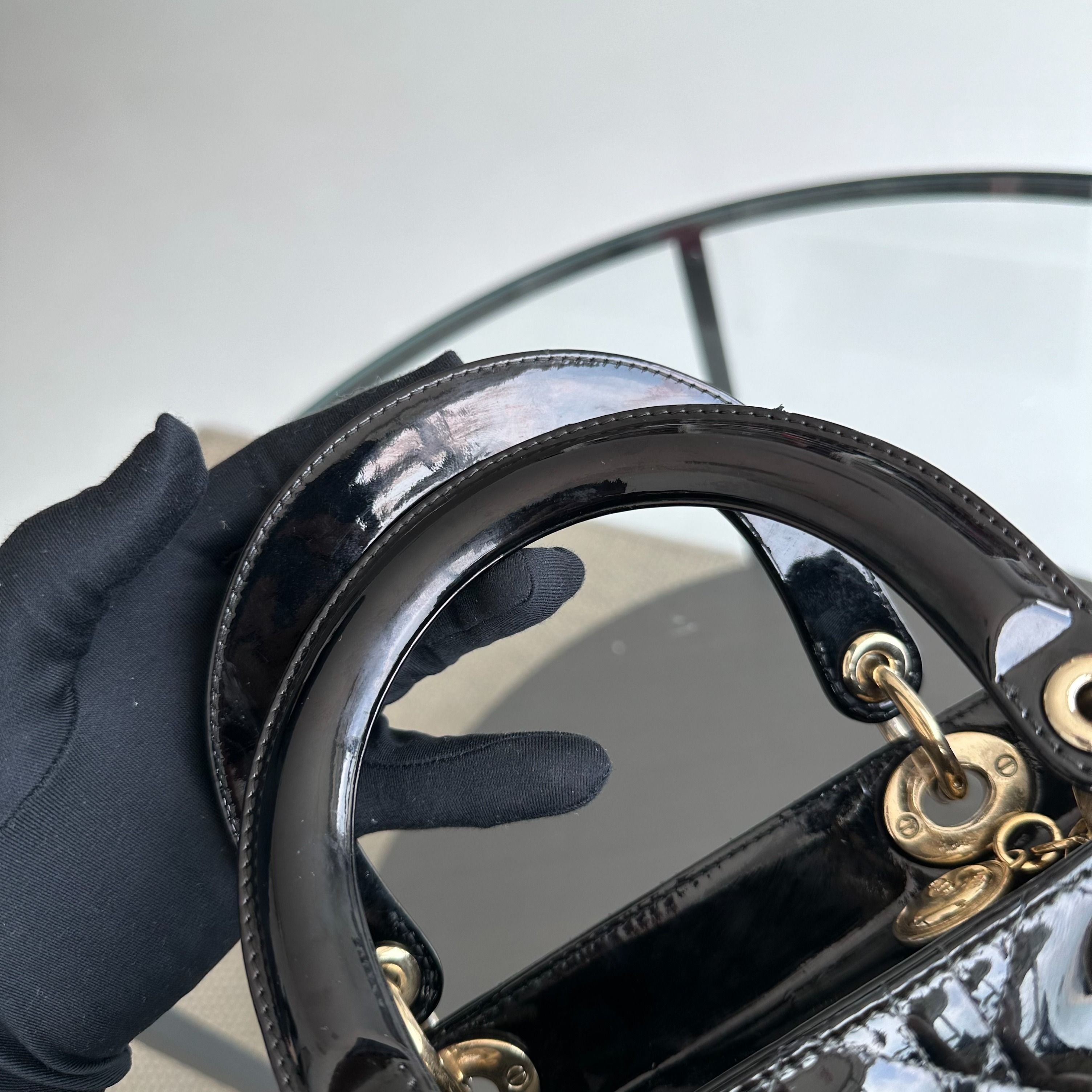 *Recolor* Dior Lady Medium Cannage Patent Leather Black GHW - Luxury Evermore