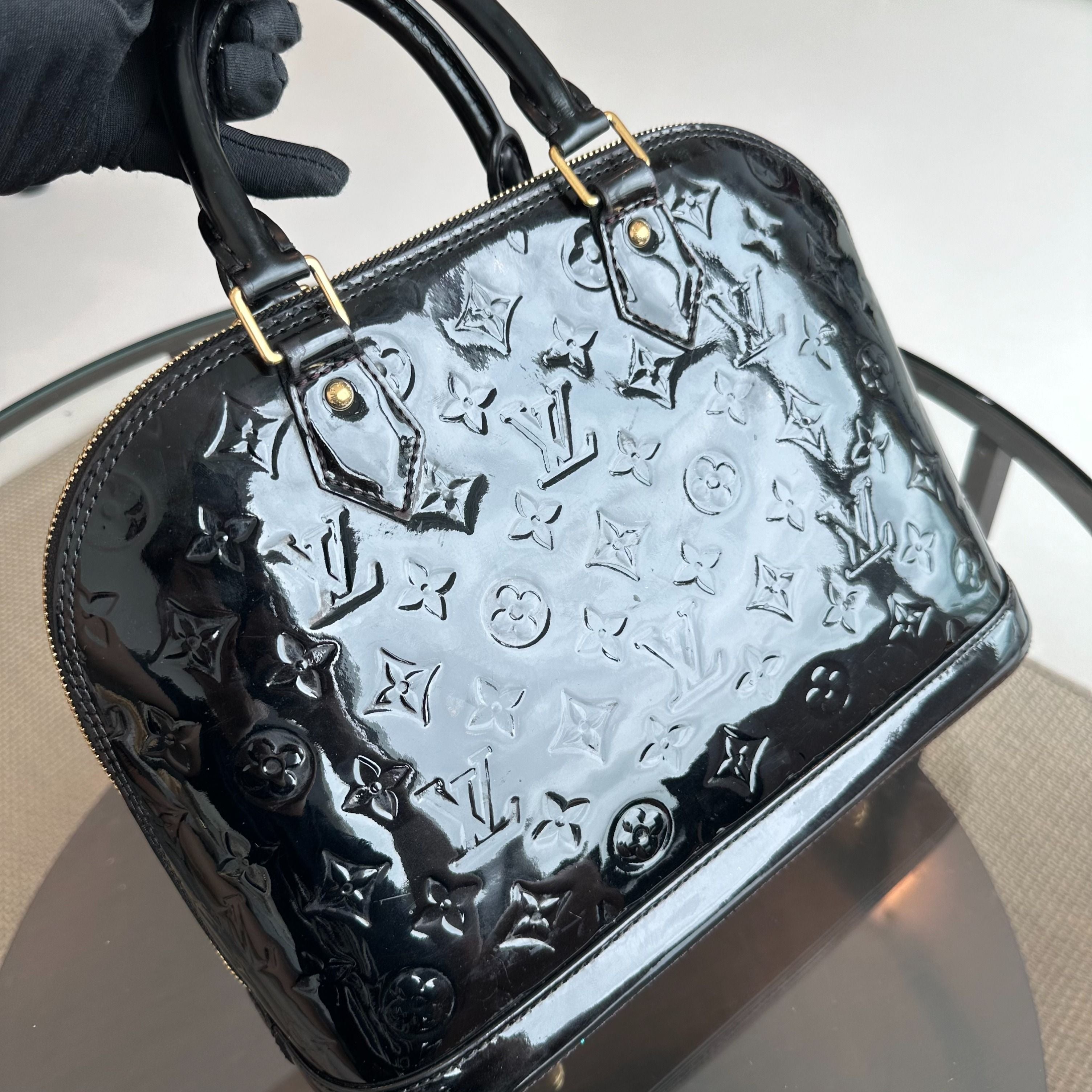 *Recolor* Louis Vuitton LV Alma PM Vernis Patent Leather Black GHW - Luxury Evermore