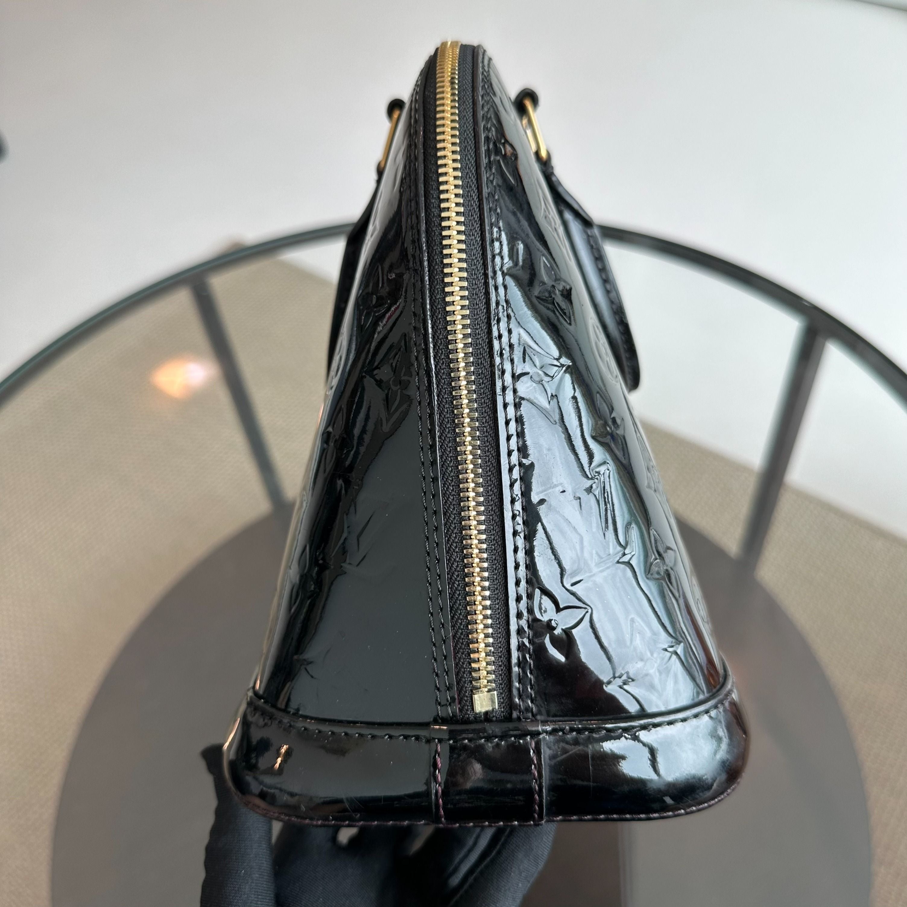 *Recolor* Louis Vuitton LV Alma PM Vernis Patent Leather Black GHW - Luxury Evermore