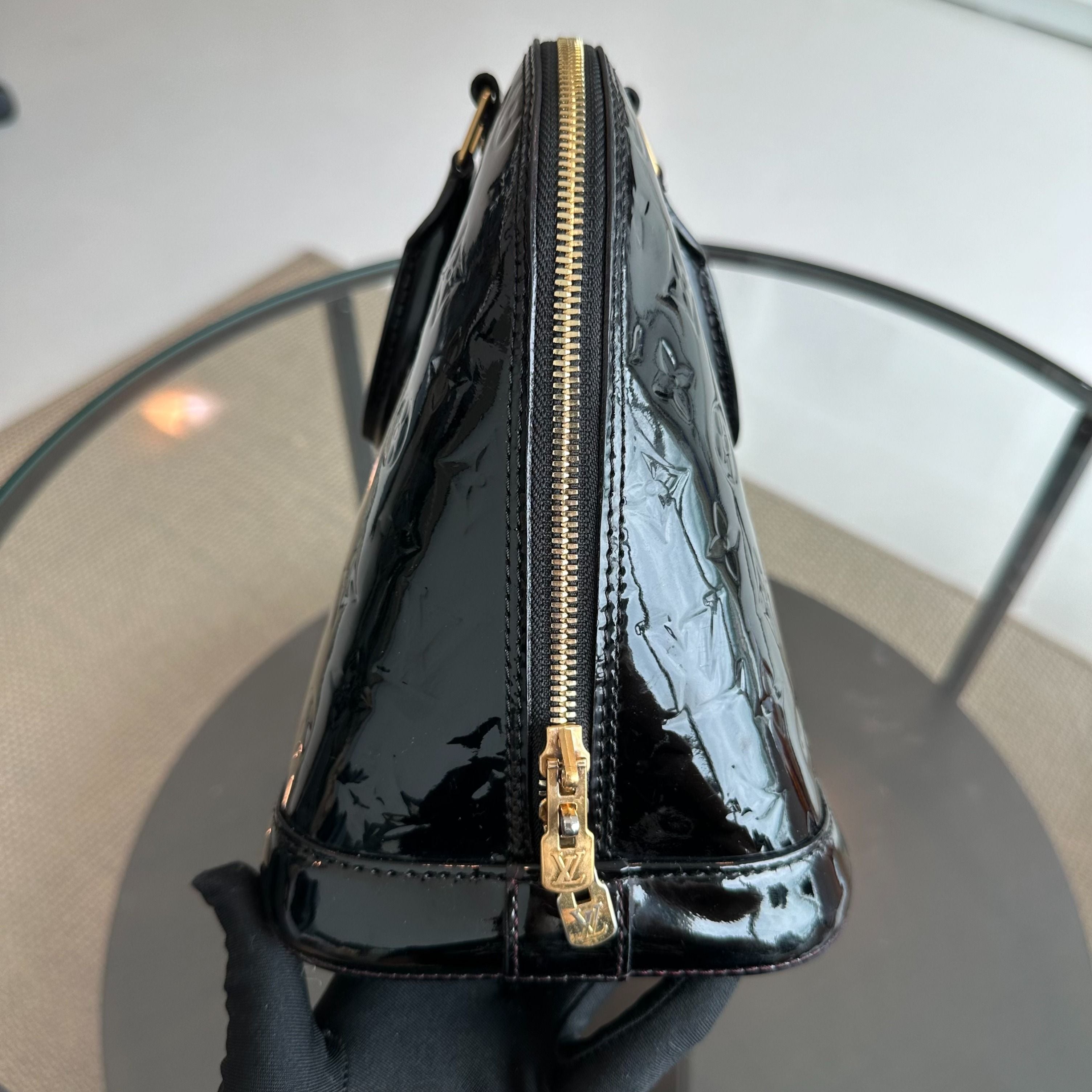 *Recolor* Louis Vuitton LV Alma PM Vernis Patent Leather Black GHW - Luxury Evermore