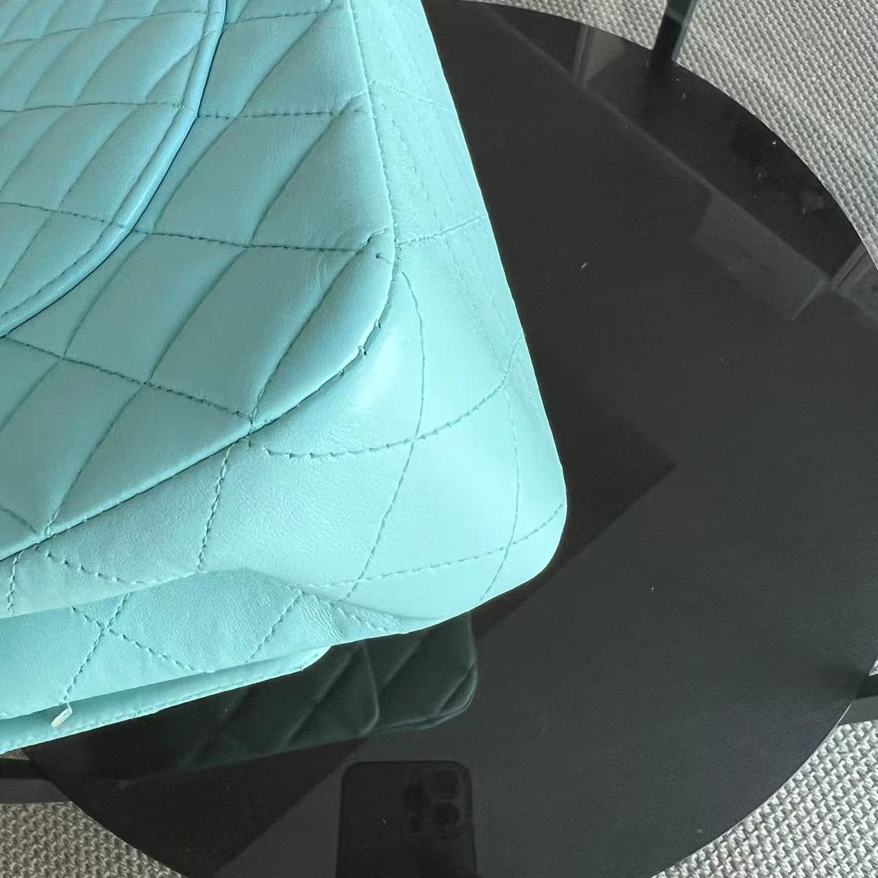 *Series 27* Chanel Classic Flap Double Flap Quilted Lambskin Tiffany Blue Silver Hardware Series 27 - Luxury Evermore