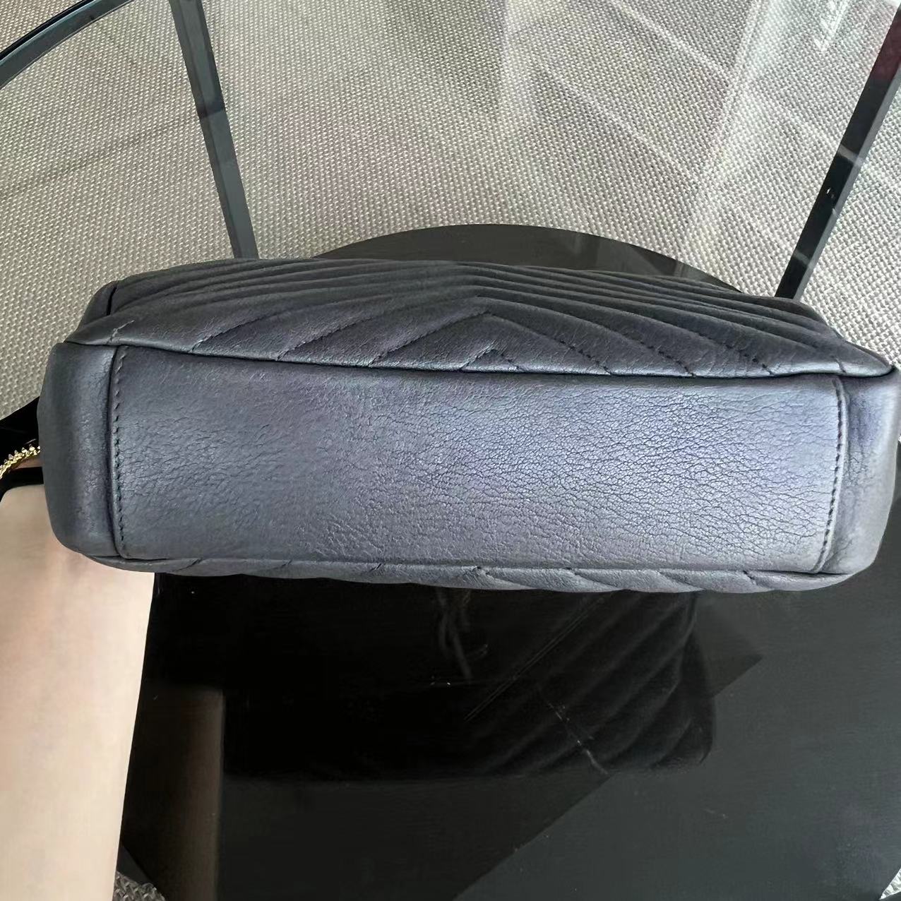 YSL College Medium Chevron Calfskin Grey Gray Leather Bag - Luxury Evermore