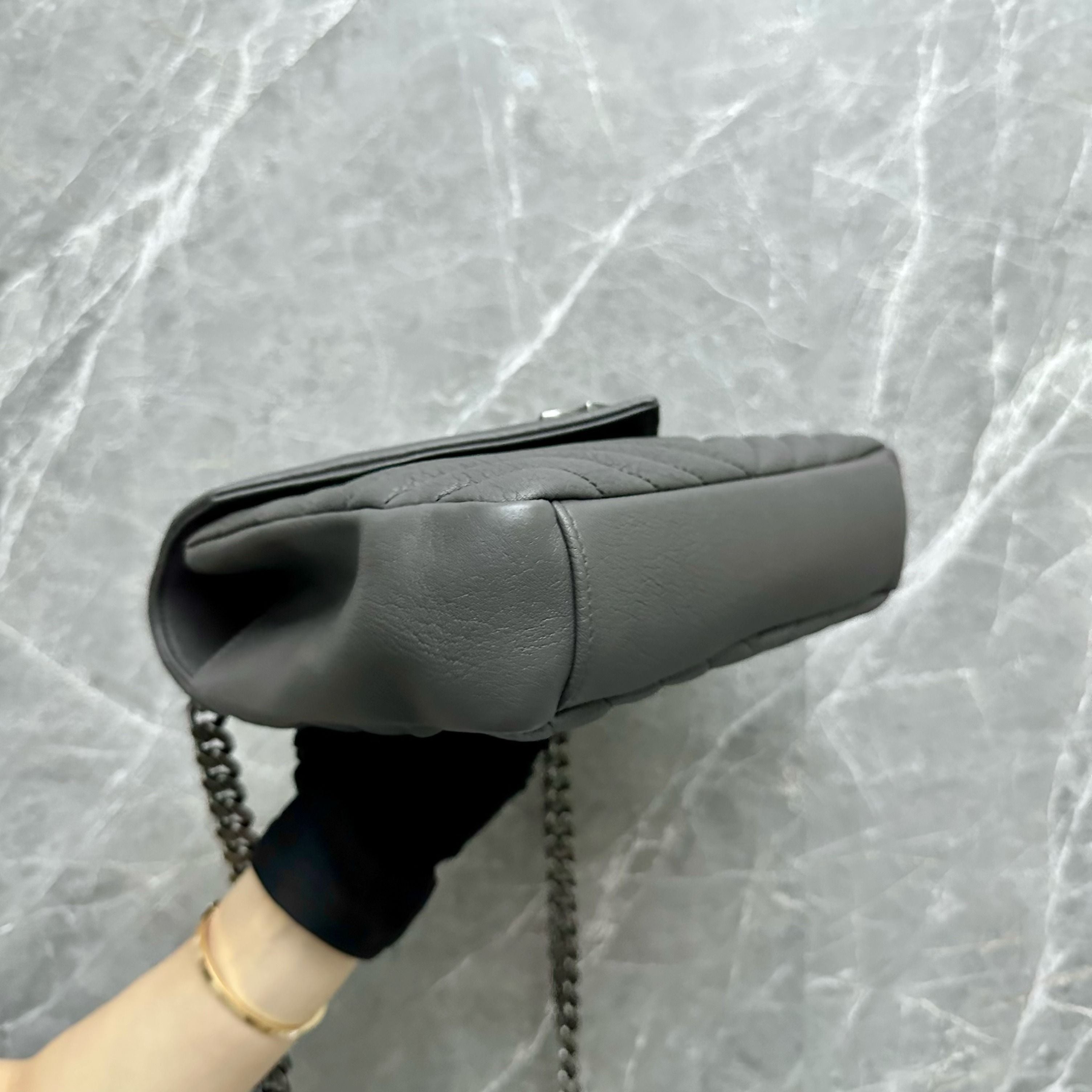 YSL College Medium Gray Leather Bag SHW Yves Saint Laurent - Luxury Evermore