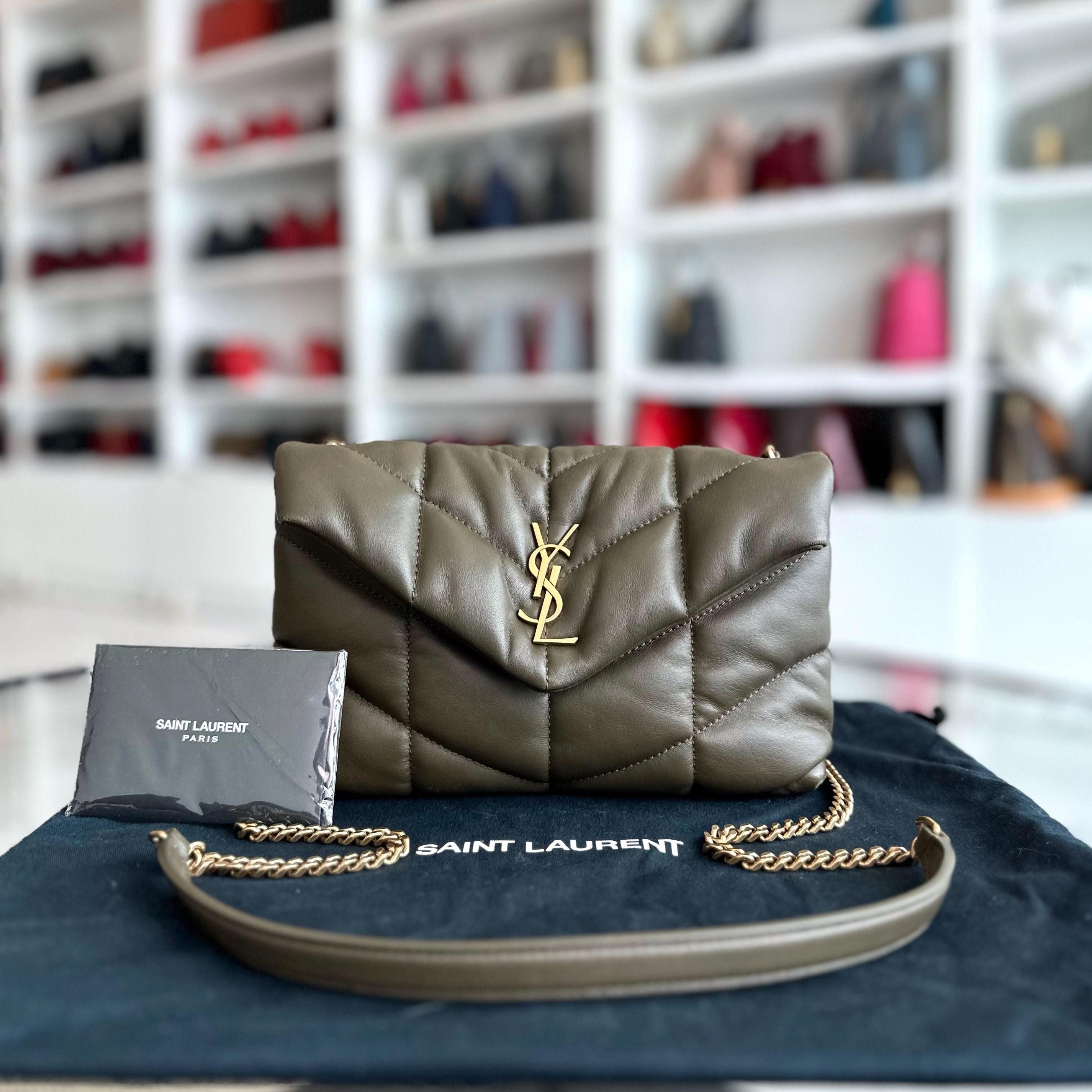 YSL Loulou Puffer Toy Quilted Lambskin Green GHW - Luxury Evermore