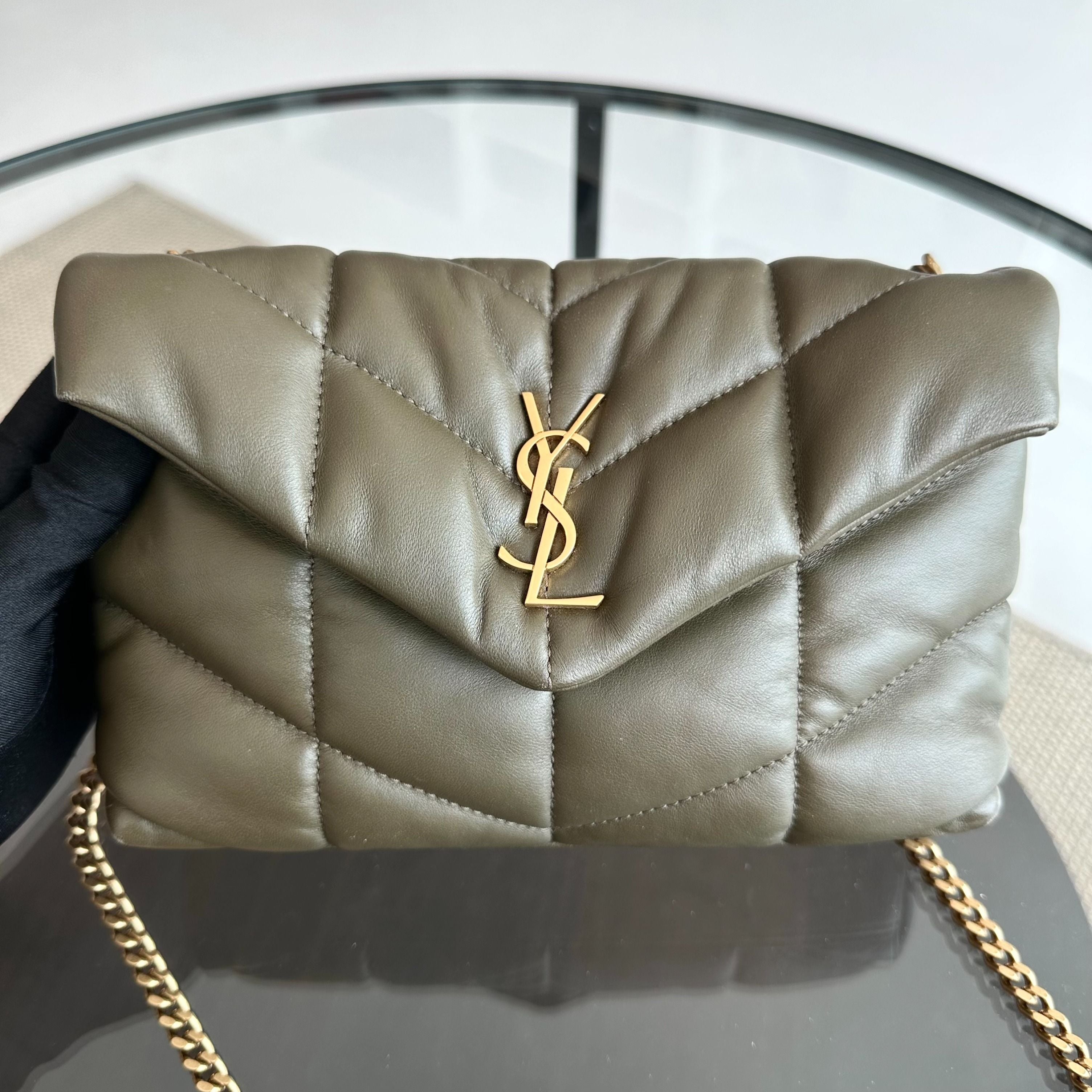 YSL Loulou Puffer Toy Quilted Lambskin Green GHW - Luxury Evermore