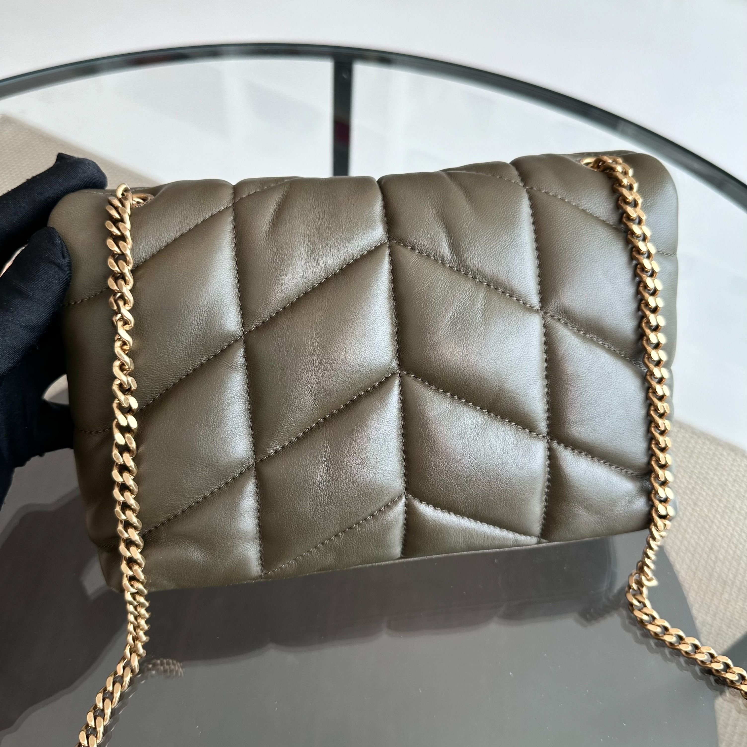 YSL Loulou Puffer Toy Quilted Lambskin Green GHW - Luxury Evermore