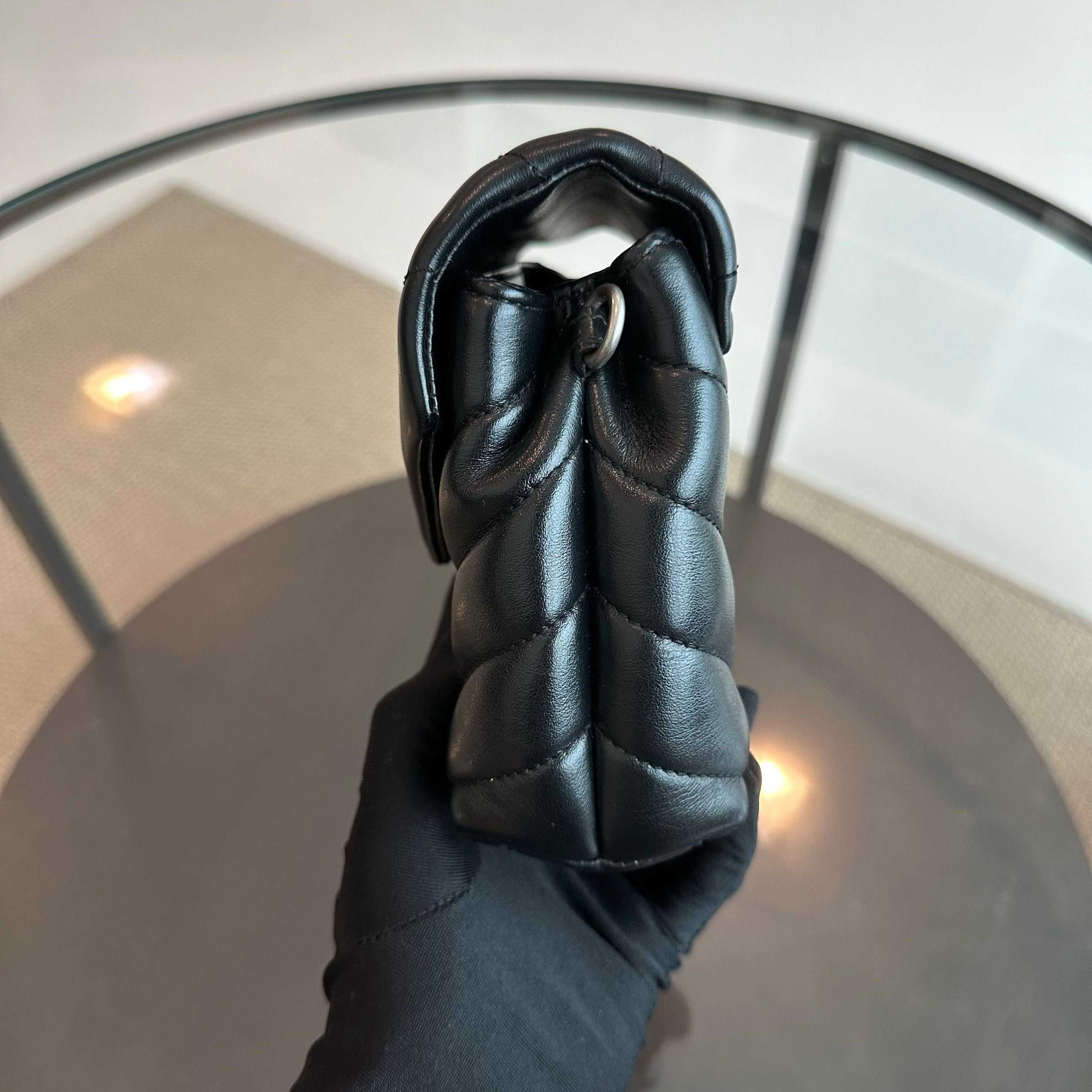 YSL LouLou Toy Chevron Calfskin Yves Saint Laurent Black Shoulder Bag - Luxury Evermore