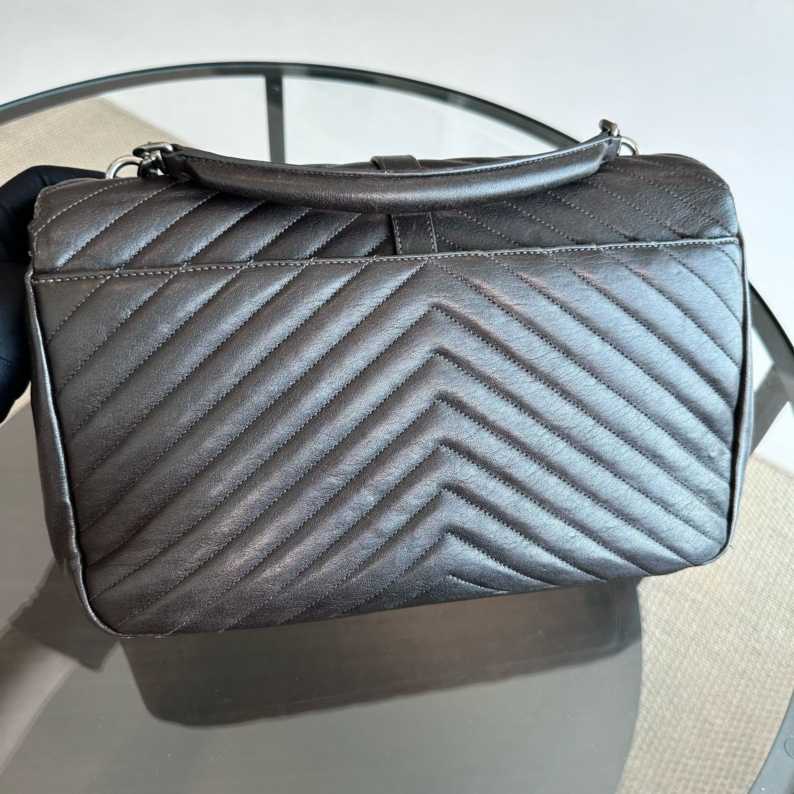 YSL Yves Saint Laurent College Large Dark Brown 2 Way Shoulder Bag - Luxury Evermore