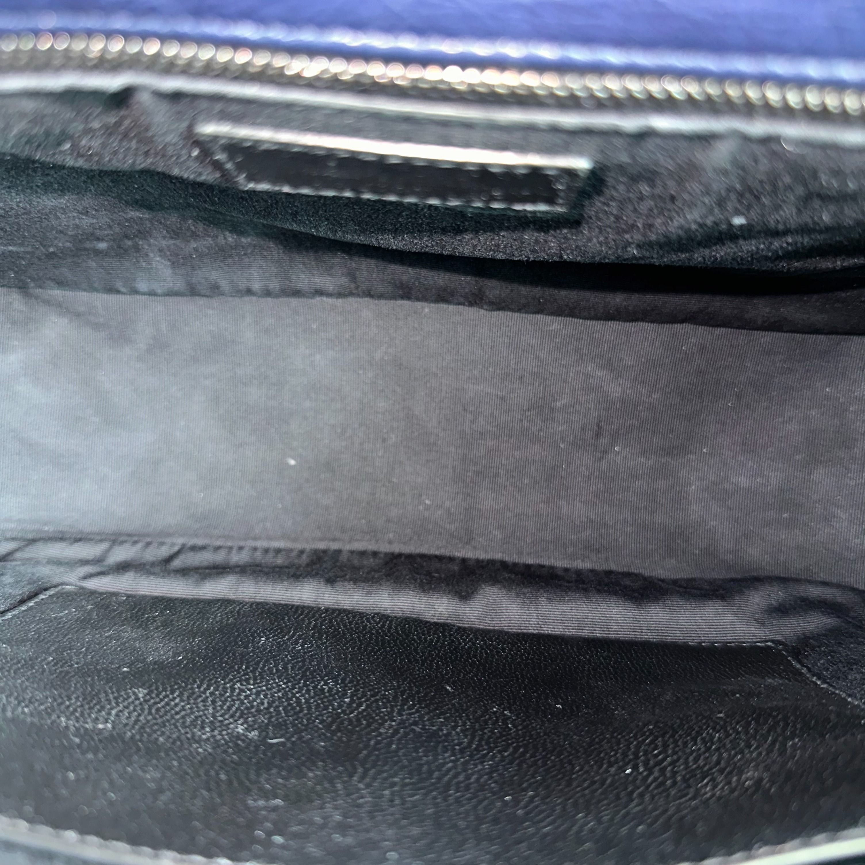 Yves Saint Laurent YSL Niki Medium Mateless Chevron Dark Blue Shoulder Bag - Luxury Evermore