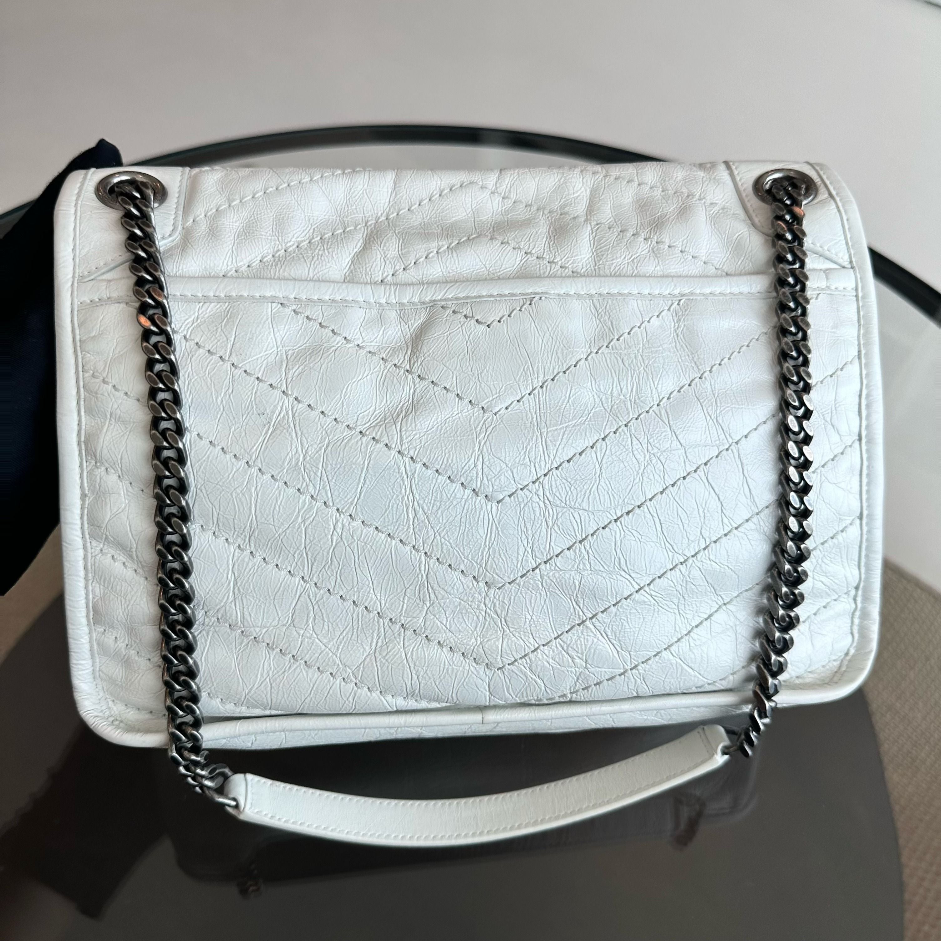 Yves Saint Laurent YSL Niki Medium Mateless Chevron Shoulder Bag - Luxury Evermore