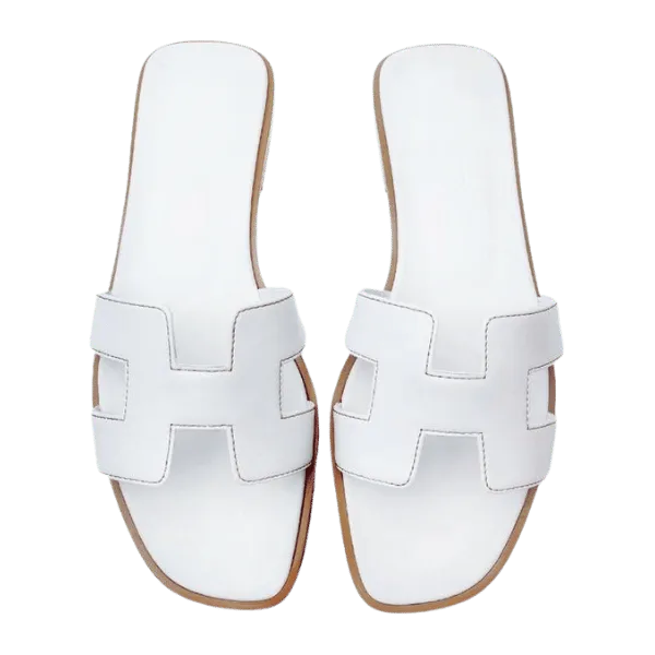 Explore the Elegance: White Hermes Slippers and Sandals