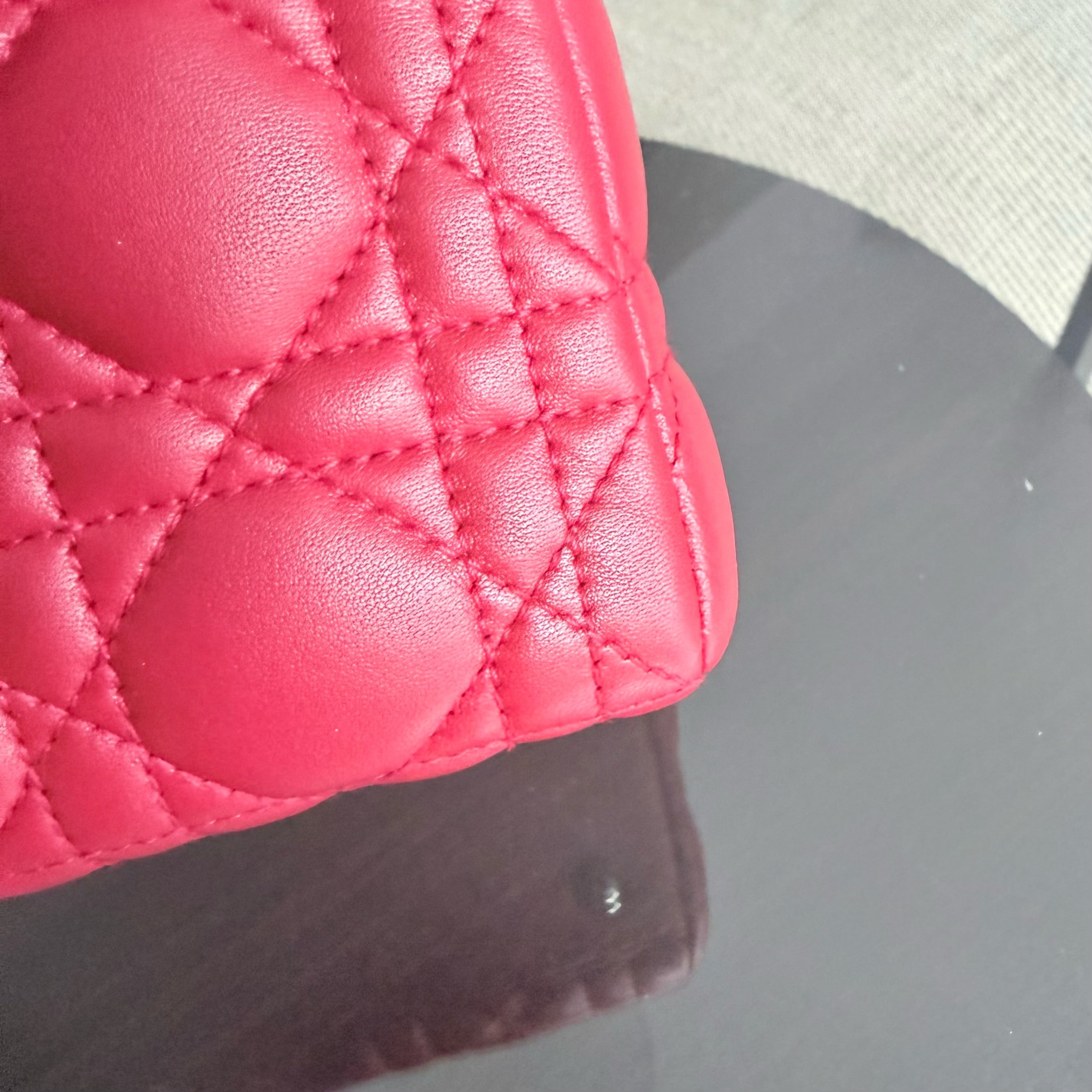 Dior Lady Medium - Cannage Lambskin Red Silver Hardware
