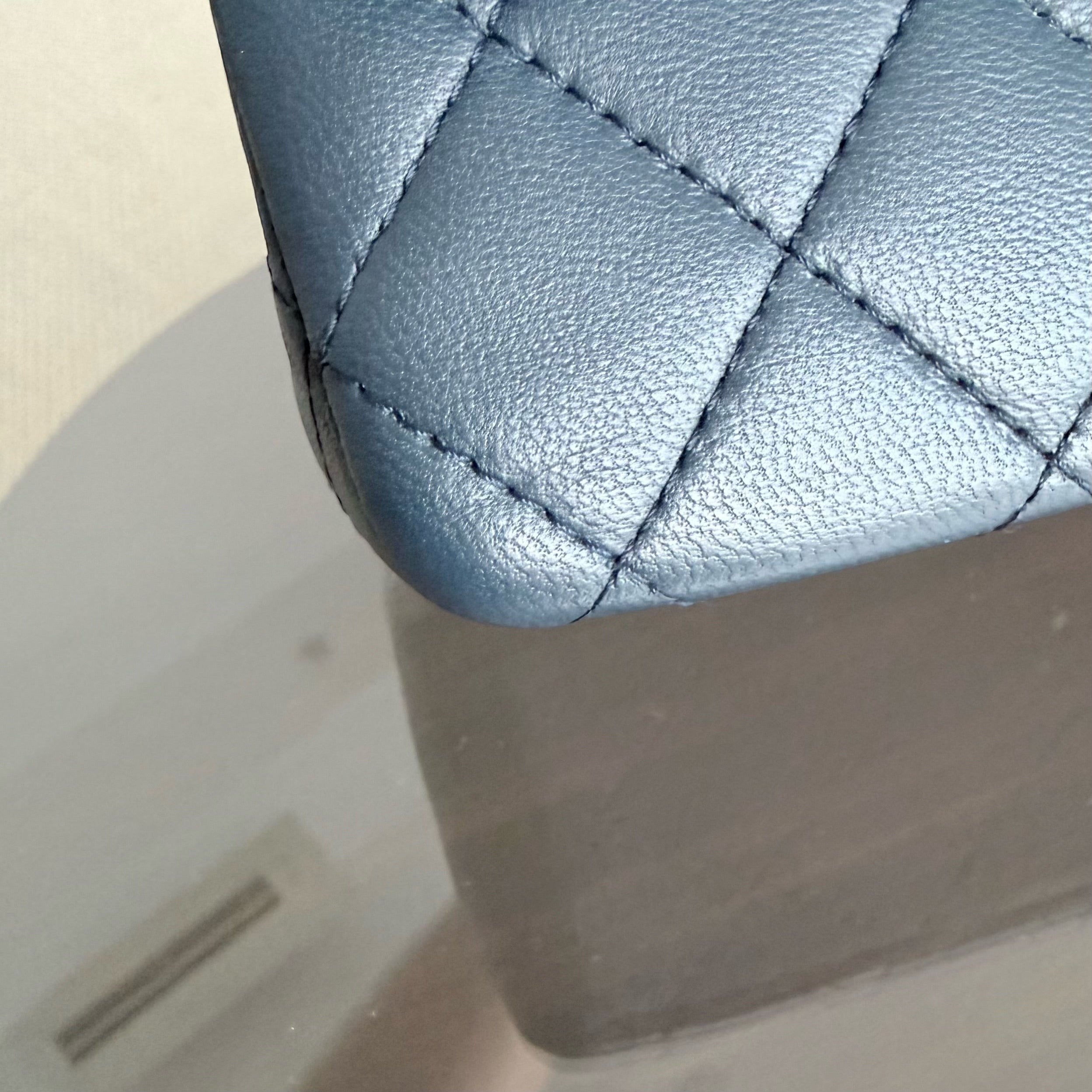 Chanel Classic Flap Medium - 25CM Quilted Lambskin Blue Gold Hardware Series 23