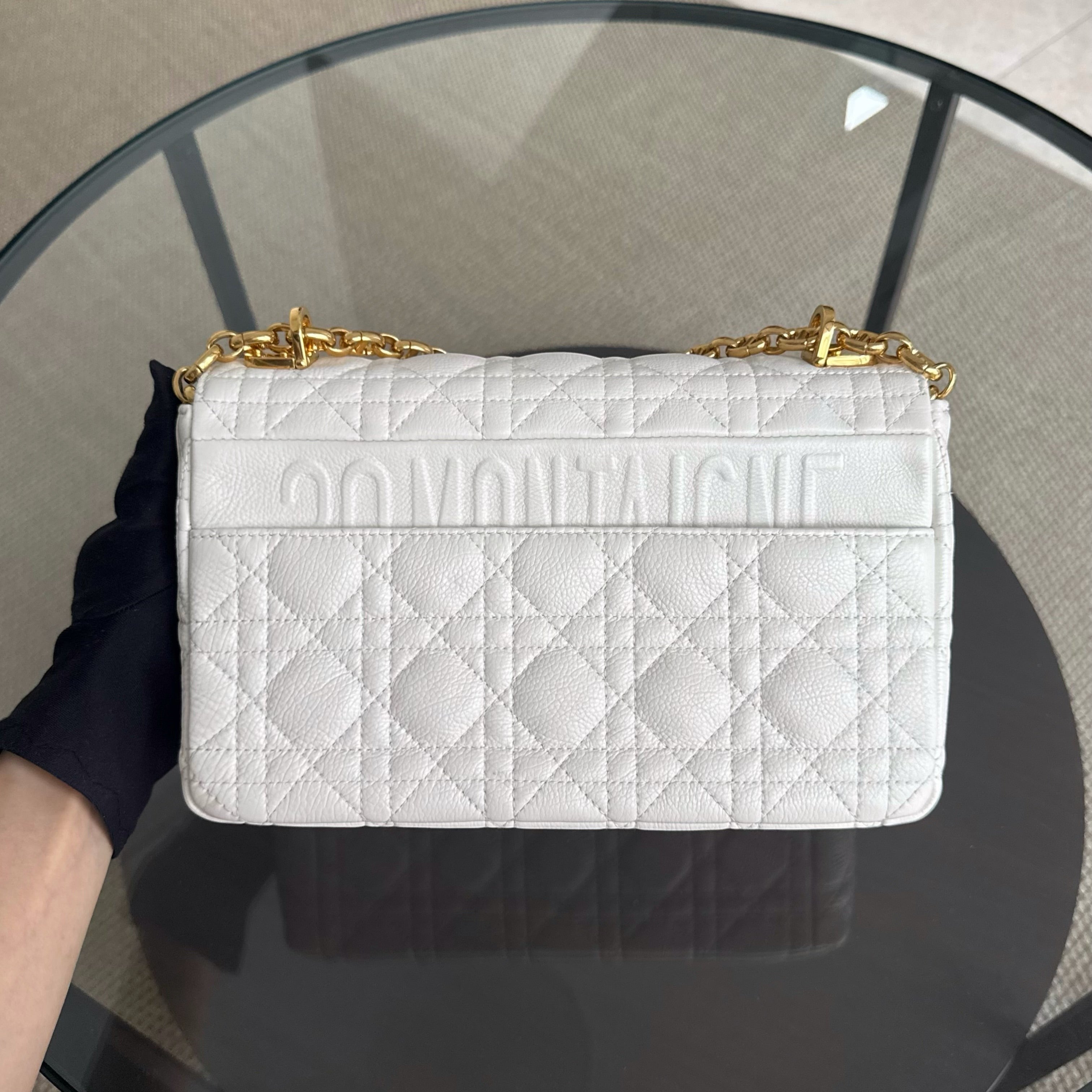 Dior Caro Medium - Cannage Grained Calfskin White Gold Hardware