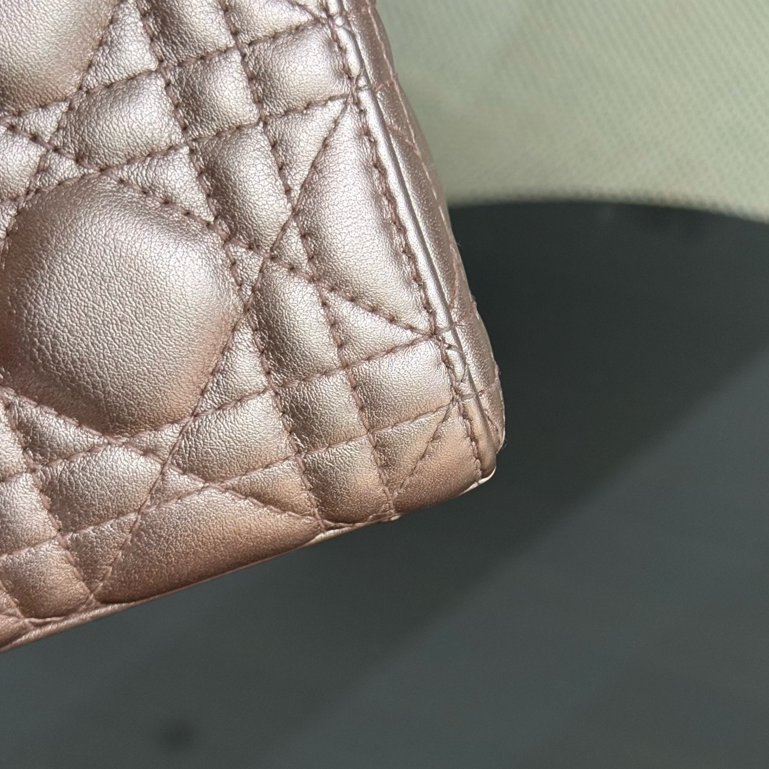 Dior Lady Mini - Cannage Rose Calfskin Gold Hardware Chain Strap