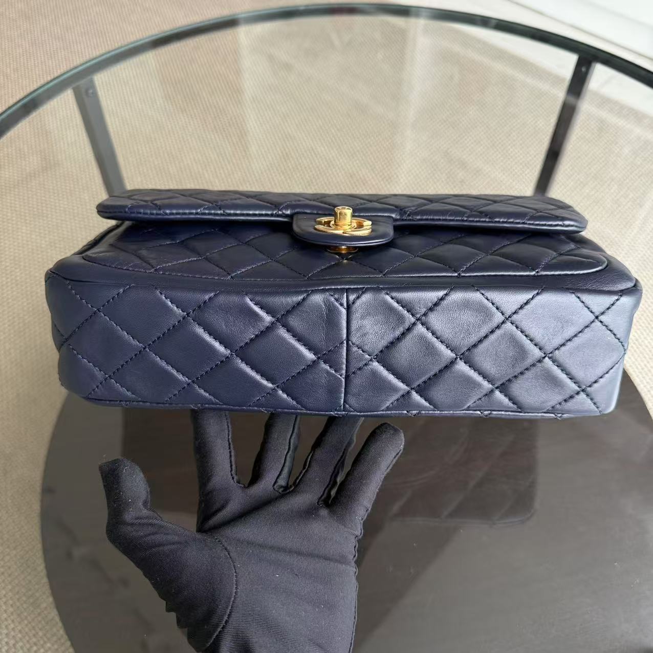 Chanel Quilted Flap - Seasonal Single Flap Lambskin Dark Navy Blue Gold Hardware Series 18