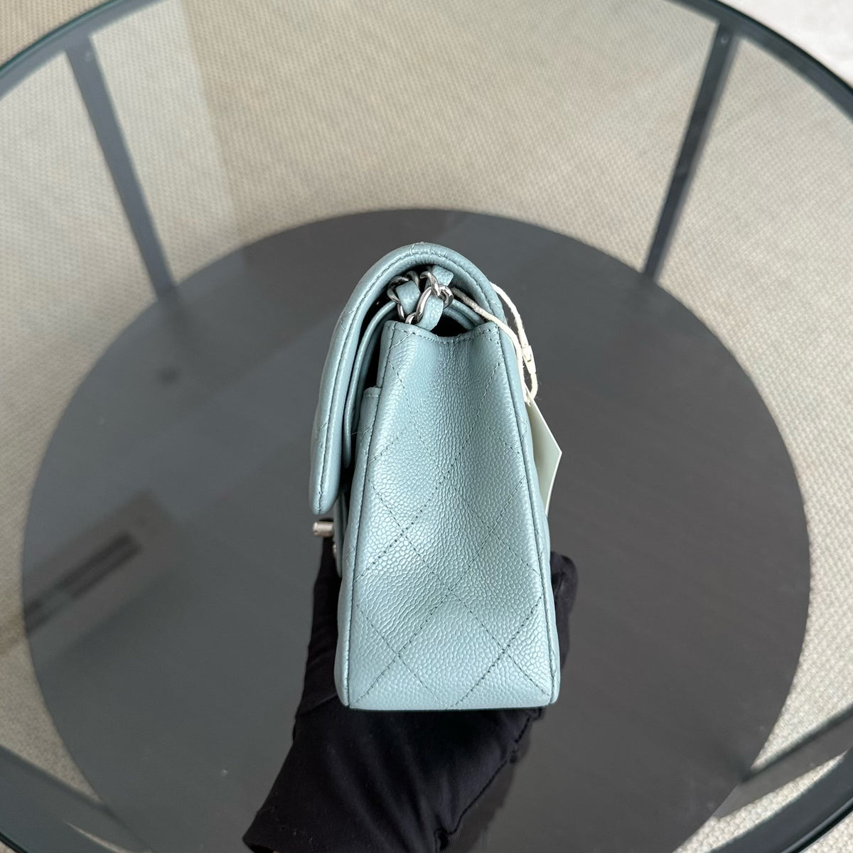 Chanel Classic Flap Small - Caviar 23CM Quilted Light Blue Green Silver Hardware Series 30
