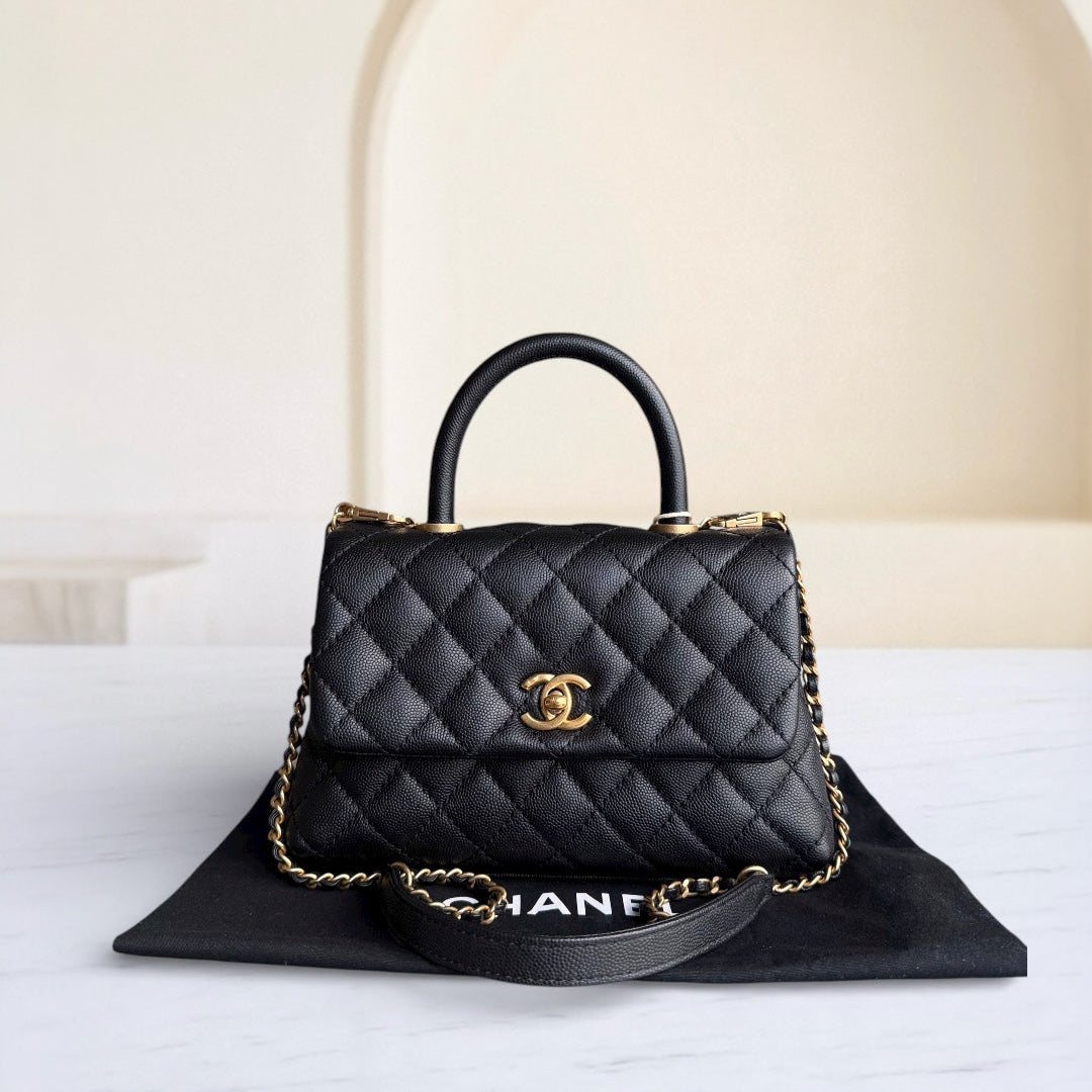 Chanel Coco Handle Small - Caviar Quilted Black Gold Hardware Series 25
