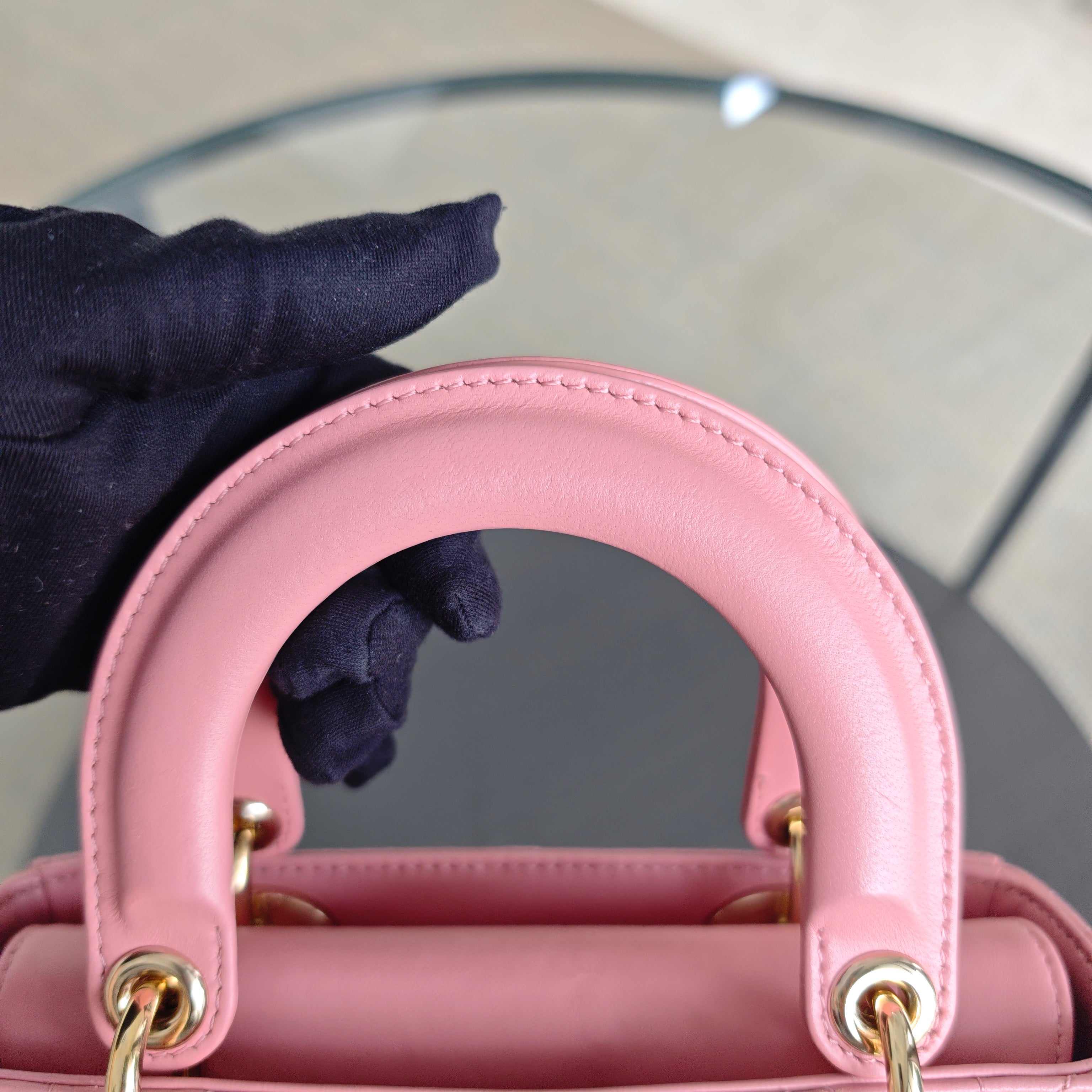 Dior Lady Small Flap - Cannage Lambskin Pink Gold Hardware