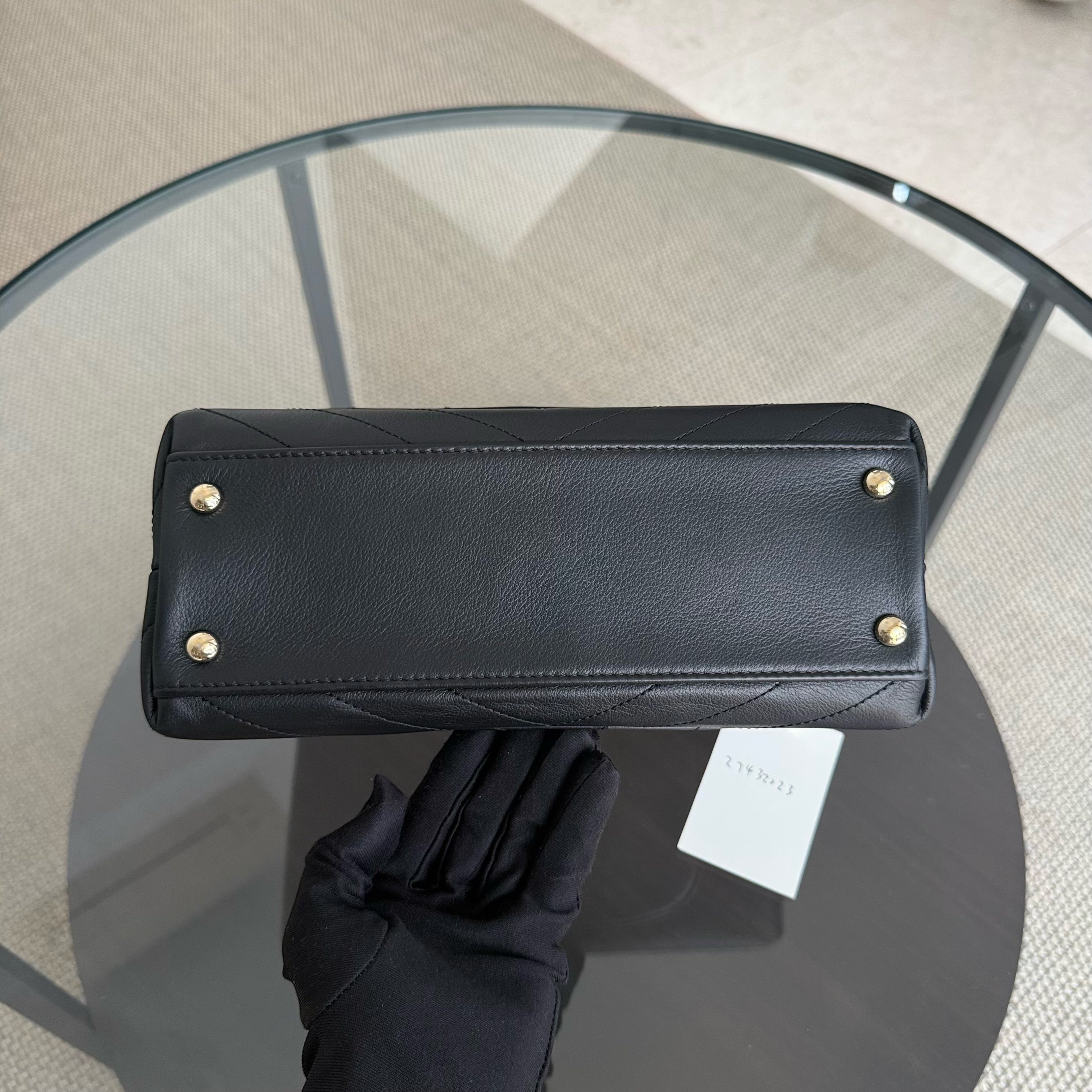 Chanel Handle Medium - 24CM Caviar Quilted Black Gold Hardware Series 27