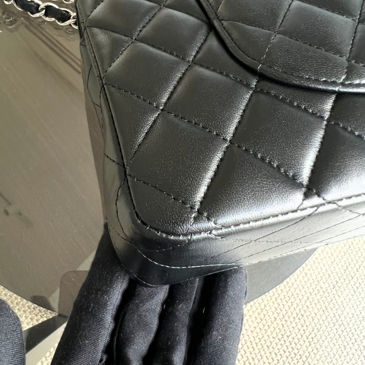 *Full Set, Receipt* Medium Quilted Lambskin Black Silver Hardware Series 19