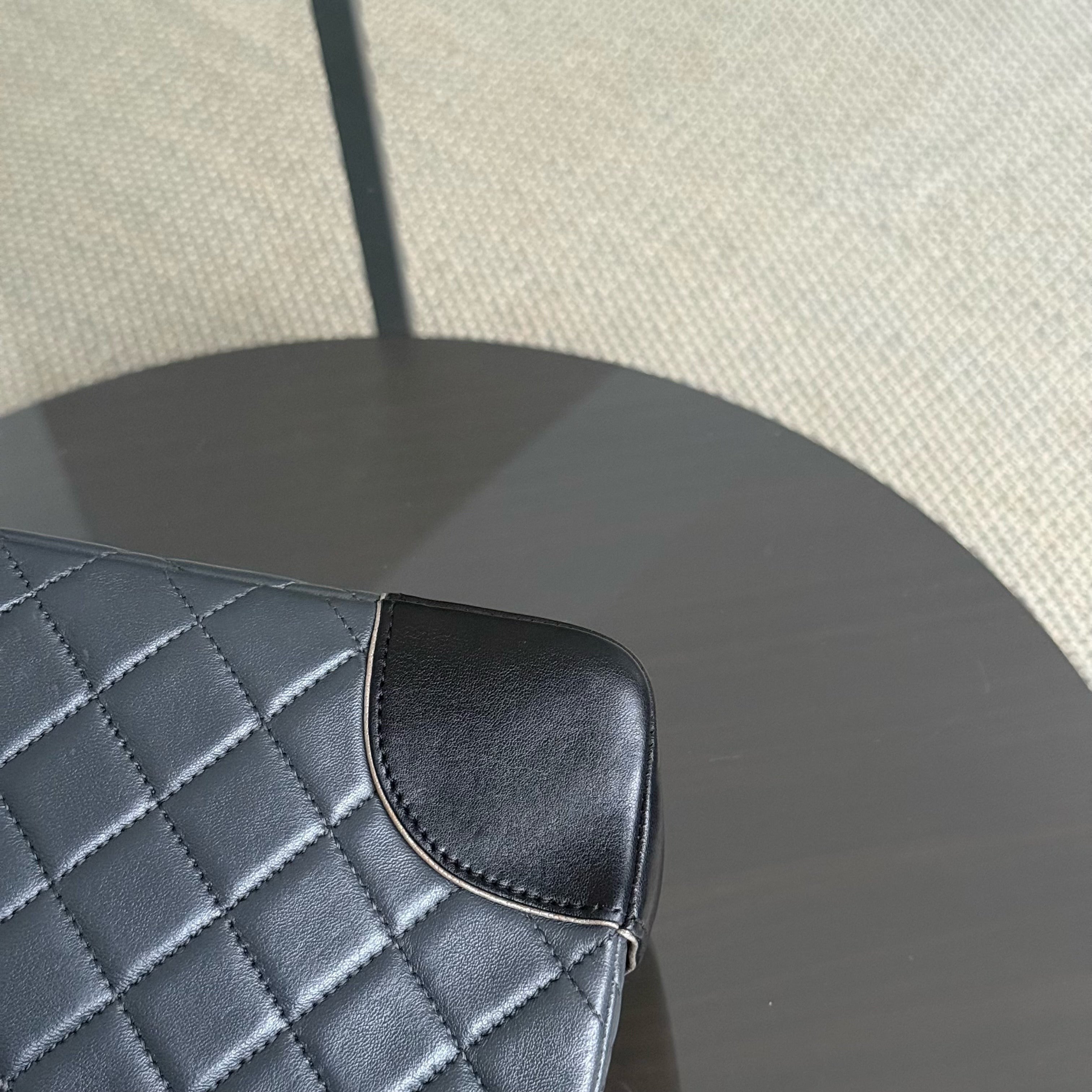 Chanel Flap Medium - Calfskin 25CM Quilted Dark Gray Ruthenium Silver Hardware Series 21