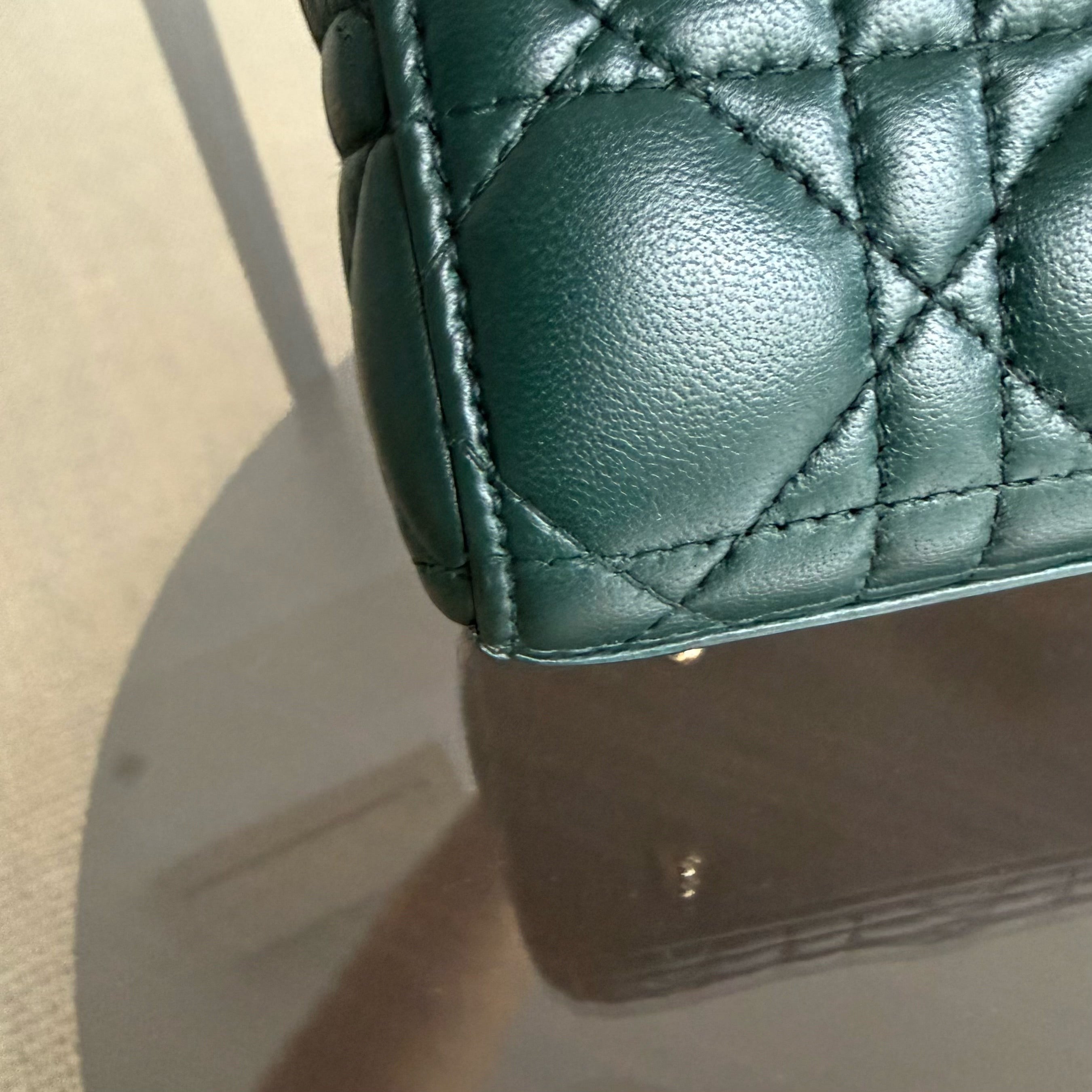 Dior Lady Small Flap - Cannage Lambskin Dark Green Gold Hardware