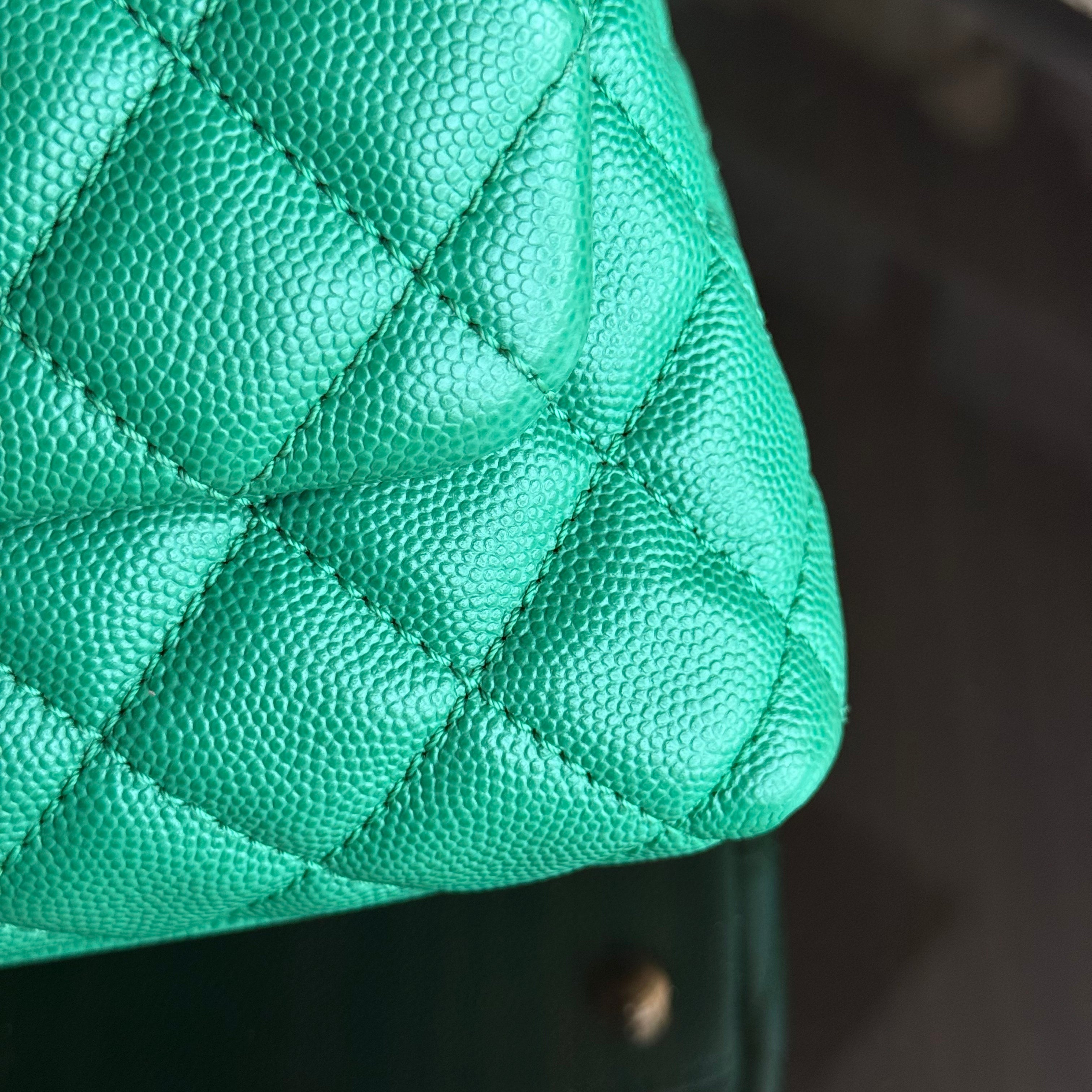 Chanel Coco Handle Small - Caviar Quilted Green Gold Hardware Series 23