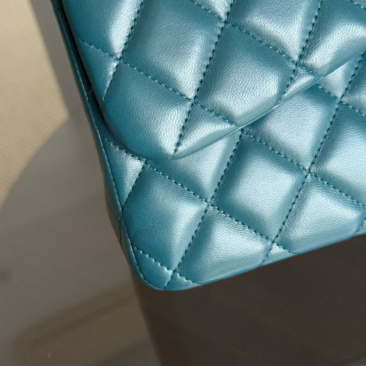 Chanel Classic Flap Jumbo - Double Flap 30CM Quilted Lambskin Dark Turquoise Dark Silver Hardware Series 15