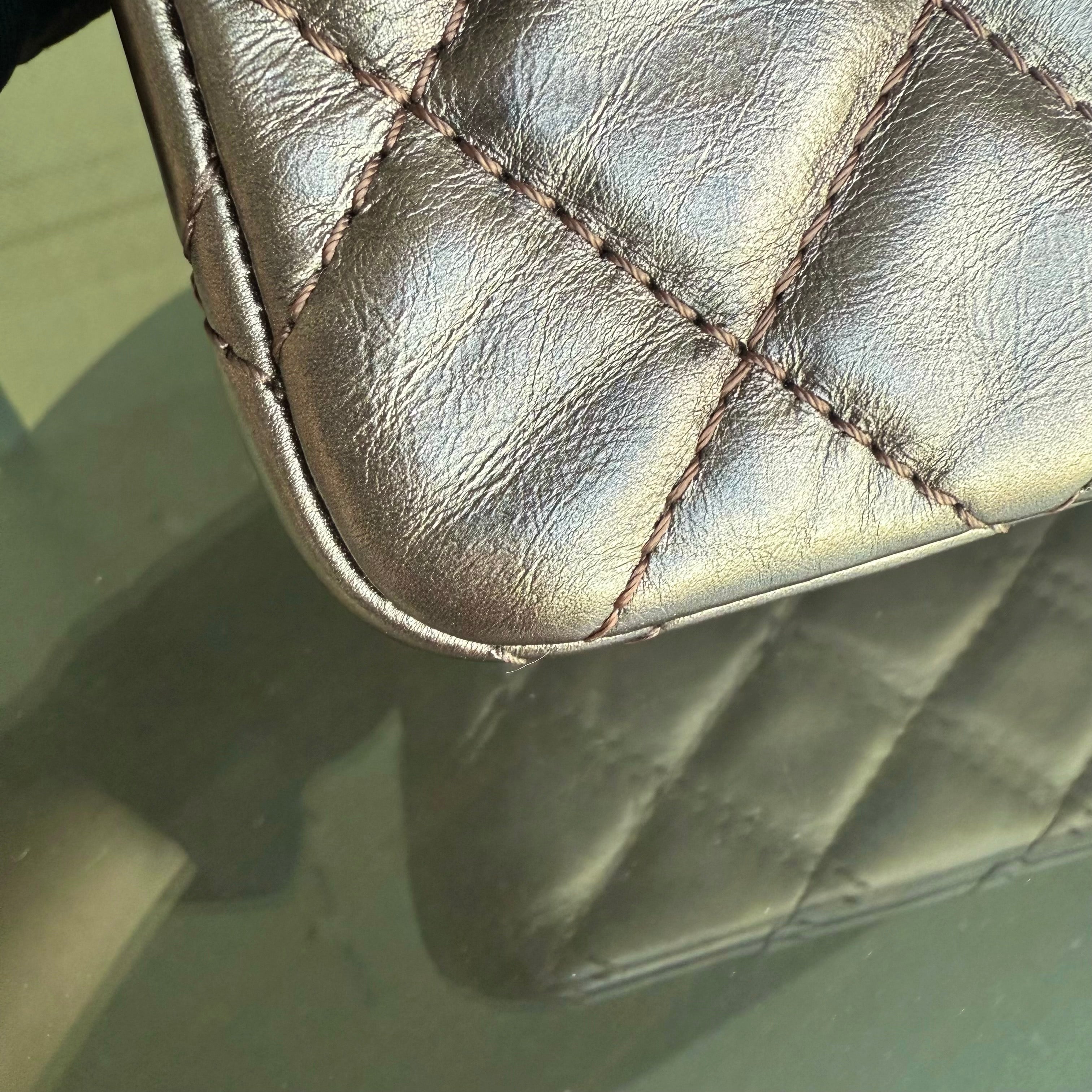 Chanel 2.55 226 Medium 28CM Quilted Calfskin Metallic Brown Bronze Silver Hardware Series 12