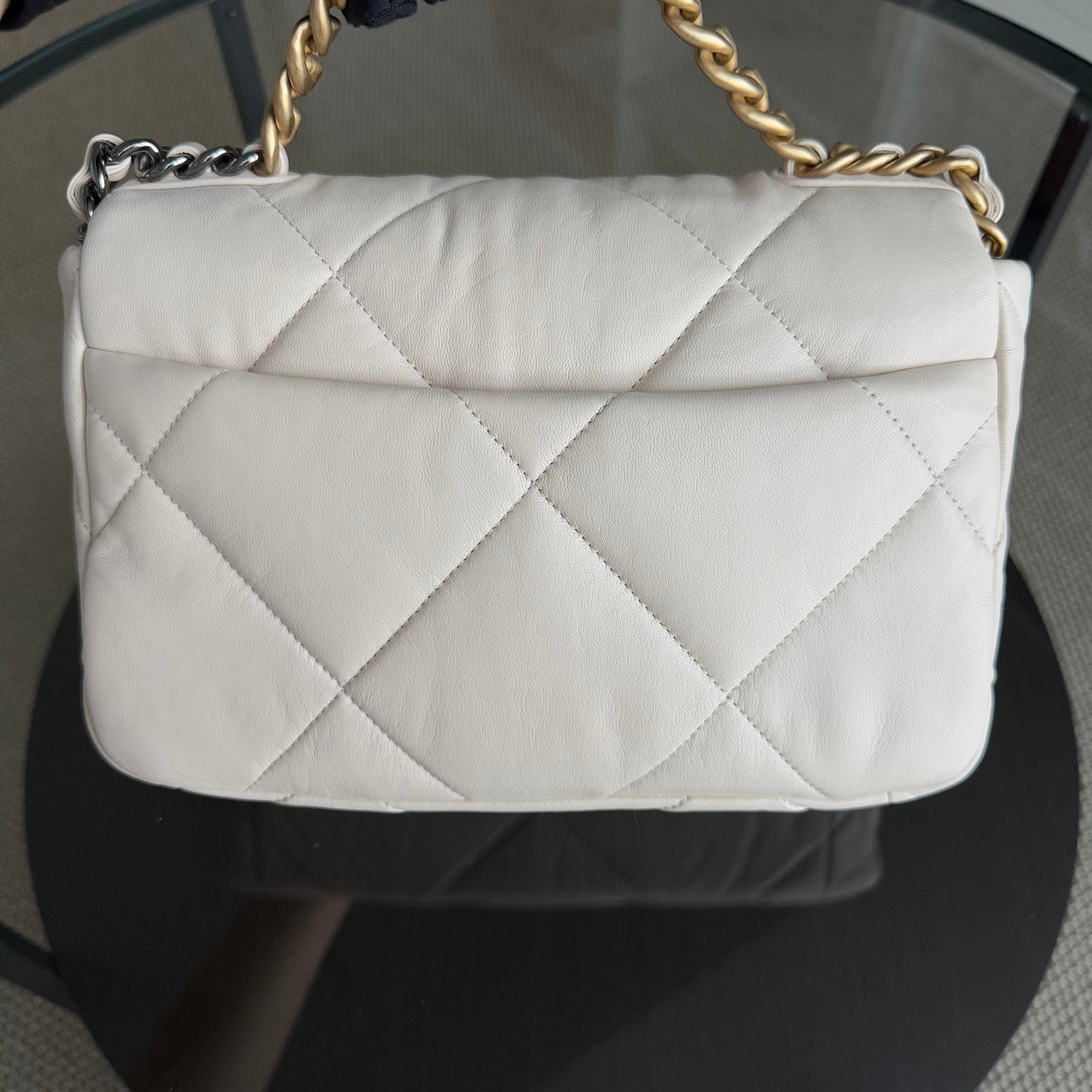 Chanel 19 Bag Small - C19 Quilted Goatskin Light Beige Two-tone Hardware Series 29