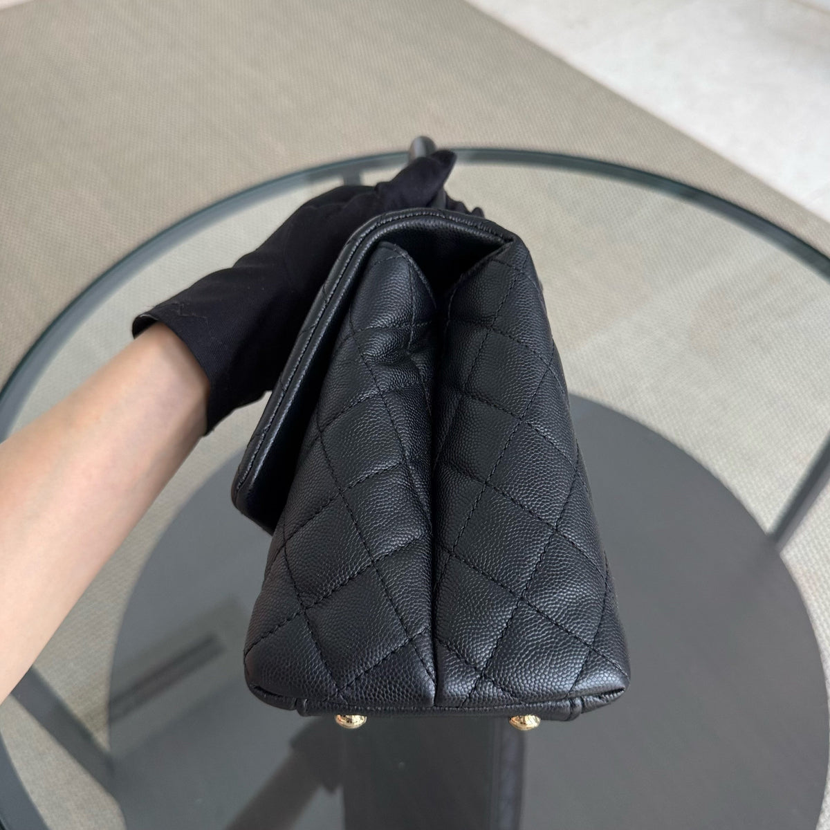 Chanel Coco Handle Medium - Caviar 29CM Quilted Black Gold Hardware Series 31