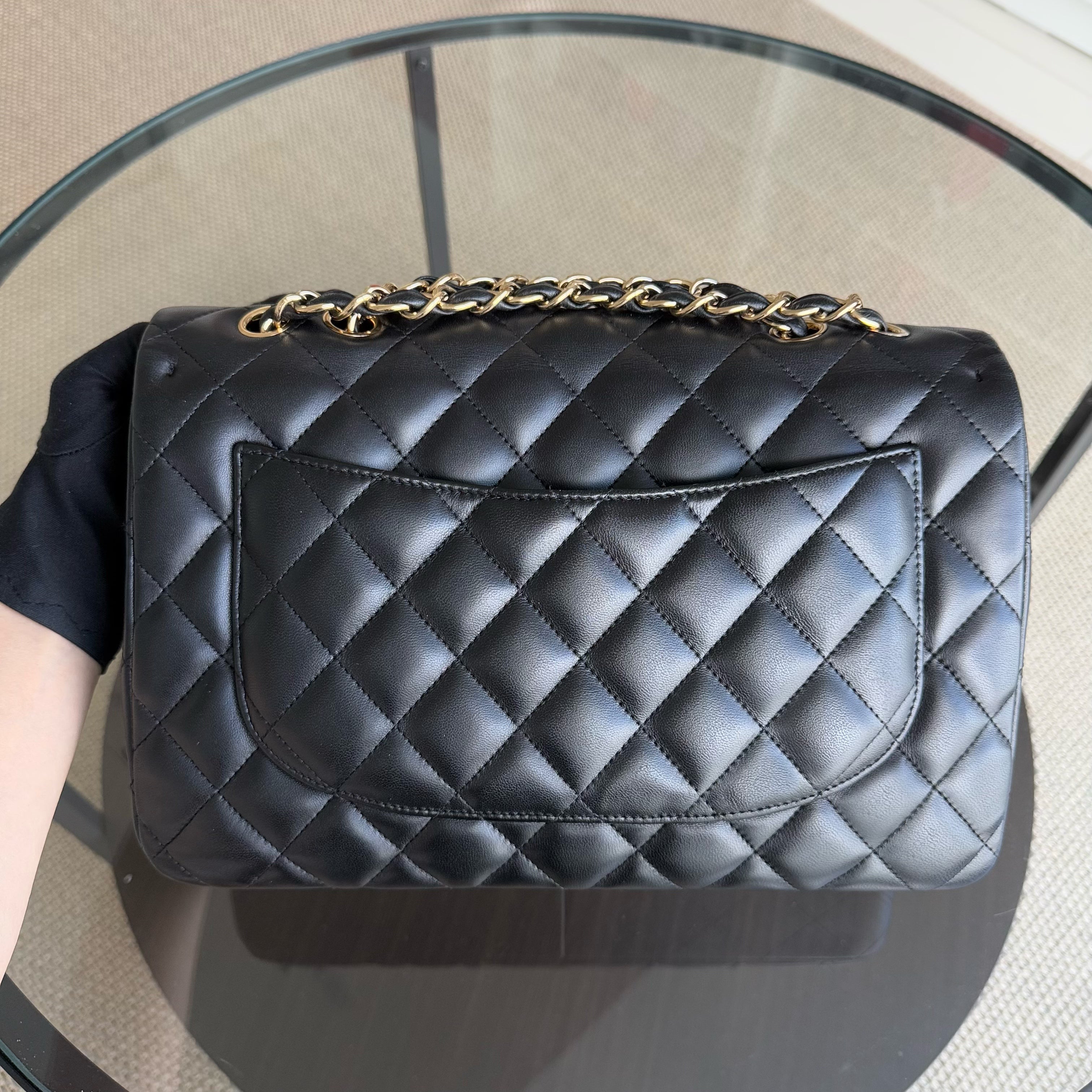 Chanel Classic Flap Jumbo - 30CM Quilted Lambskin Single Flap Black Gold Hardware Series 13