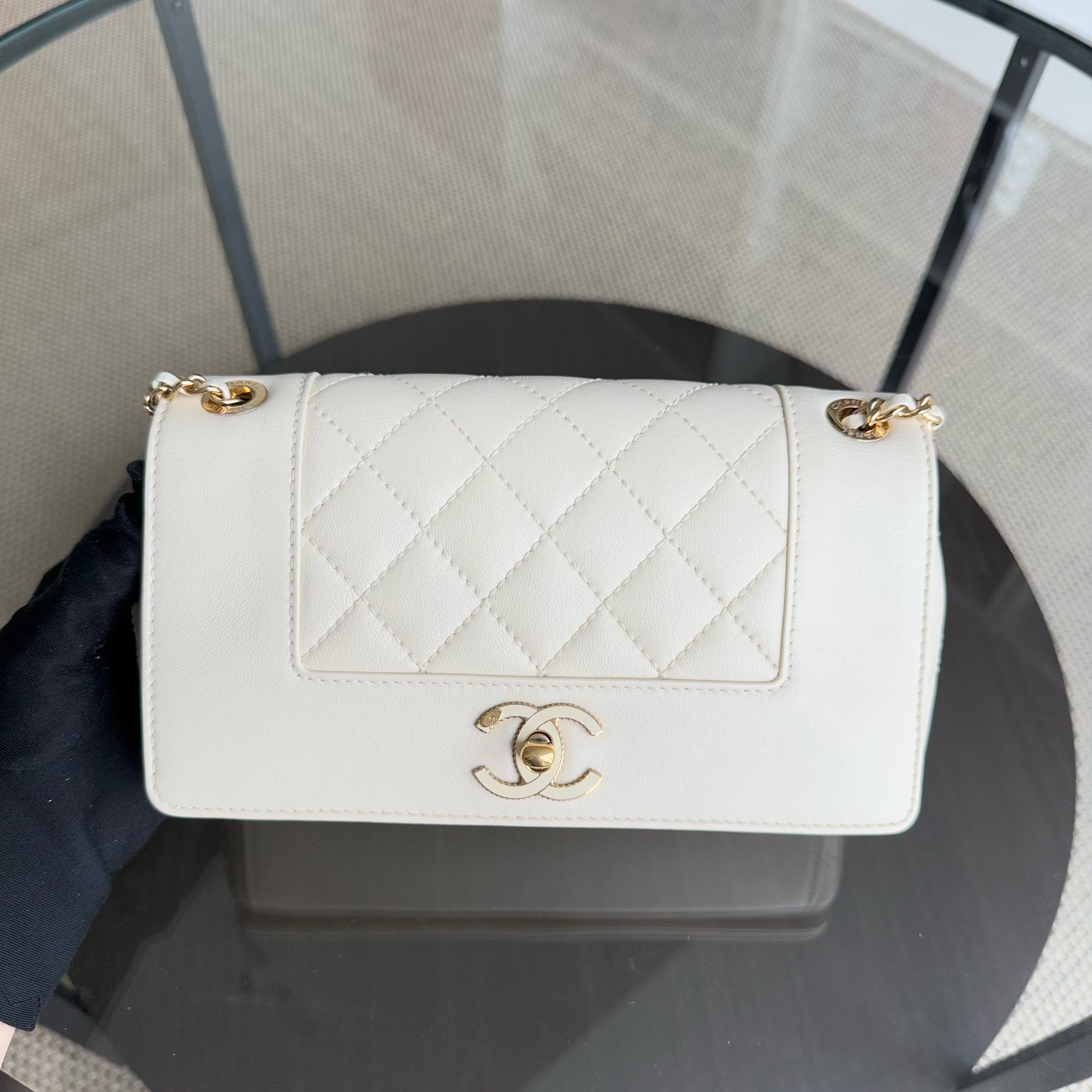 Chanel Mademoiselle Seasonal Flap - Small Quilted Lambskin Medium White Gold Hardware Series 23