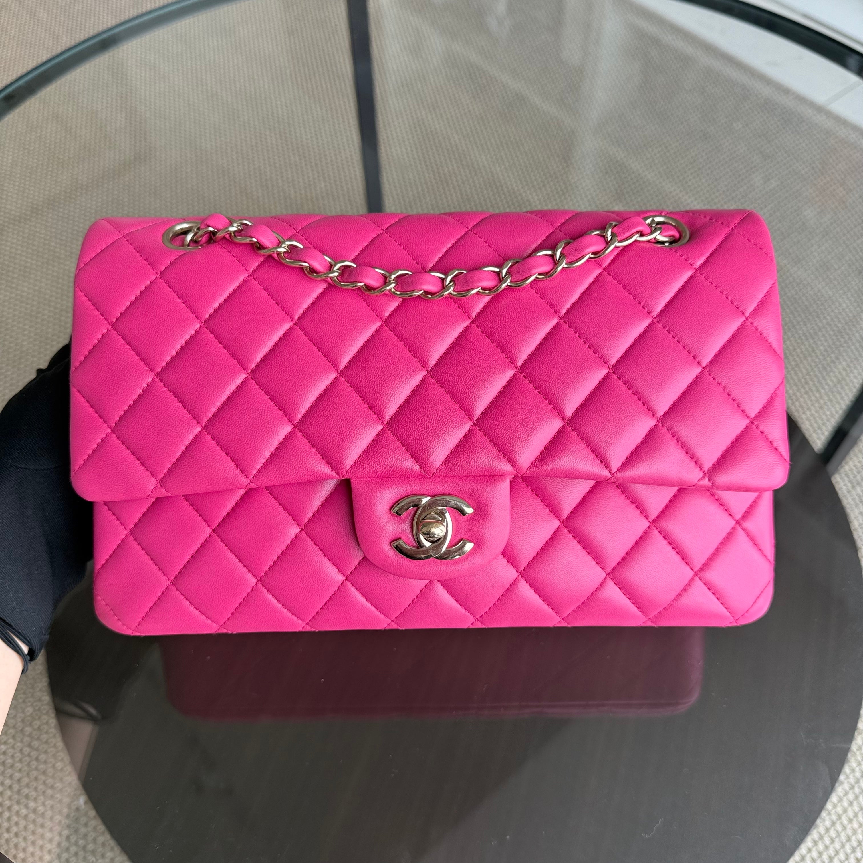 Chanel Classic Flap Medium - 25CM Quilted Lambskin Hot Pink Gold Hardware Series 21