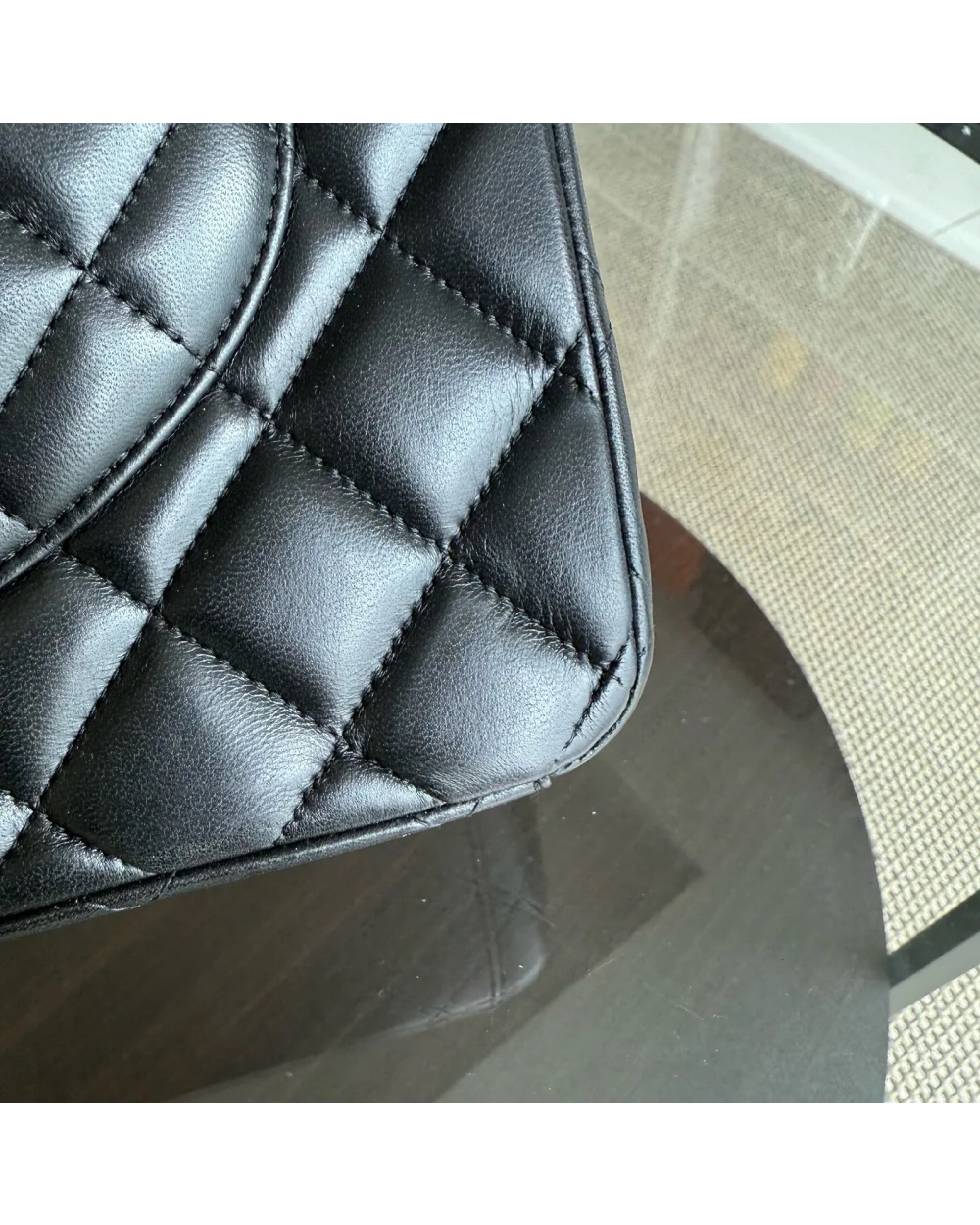 Chanel Classic Flap Maxi - 33CM Quilted Single Flap Lambskin Black Silver Hardware Series 13