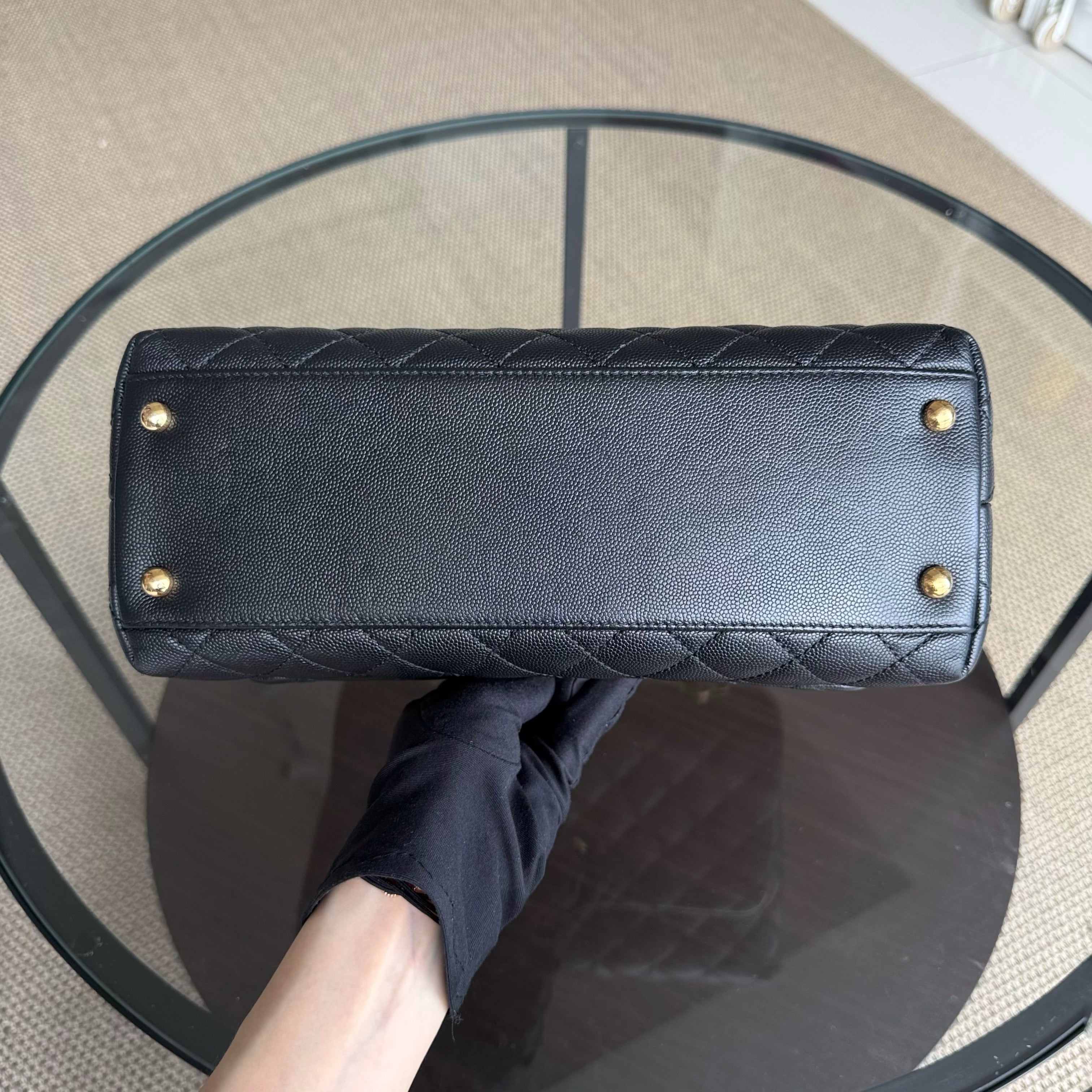Chanel Coco Handle Medium - Caviar 29CM Quilted Black Gold Hardware Series 23