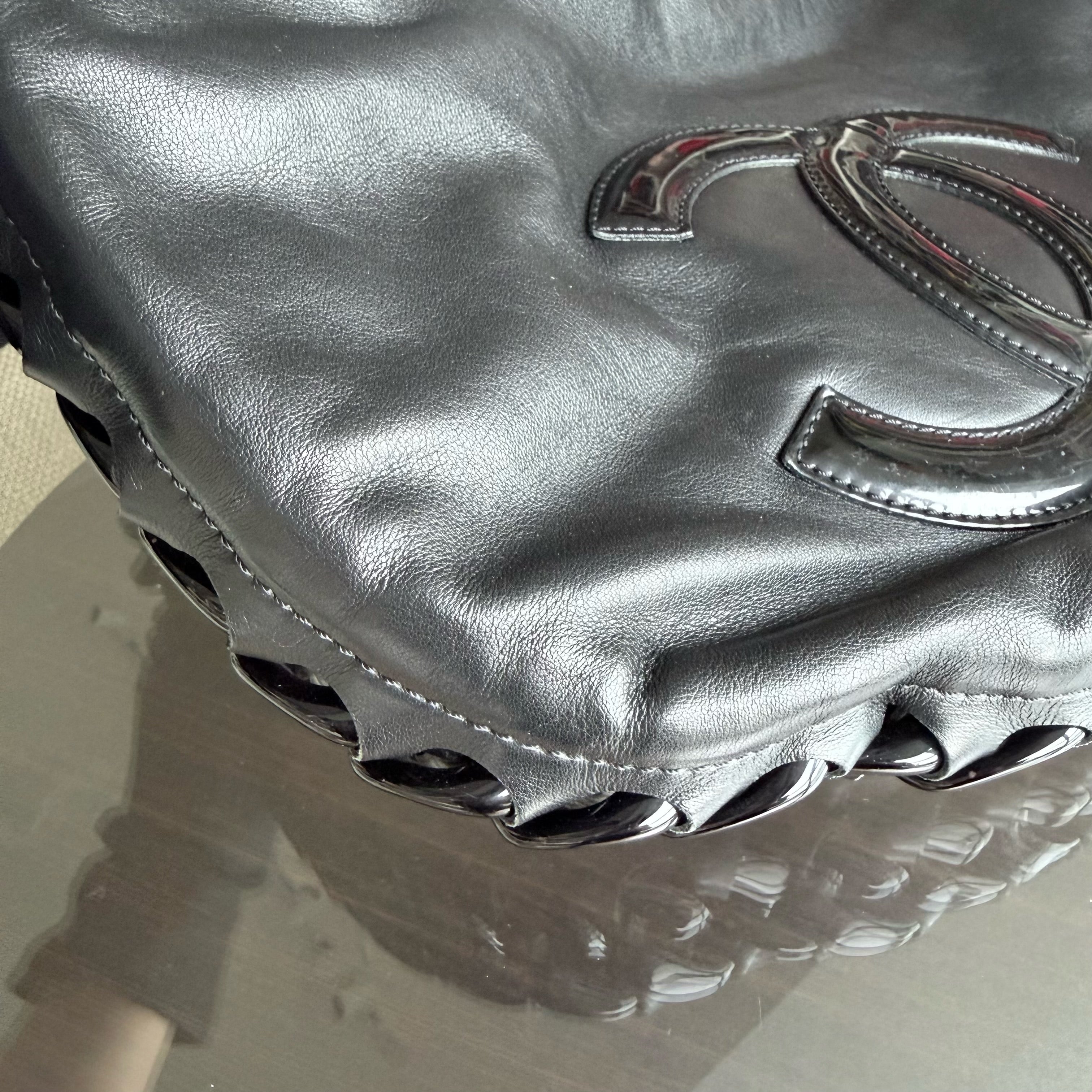 Chanel Shopping Tote - Calfskin Quilted Black Gold Hardware Series 11