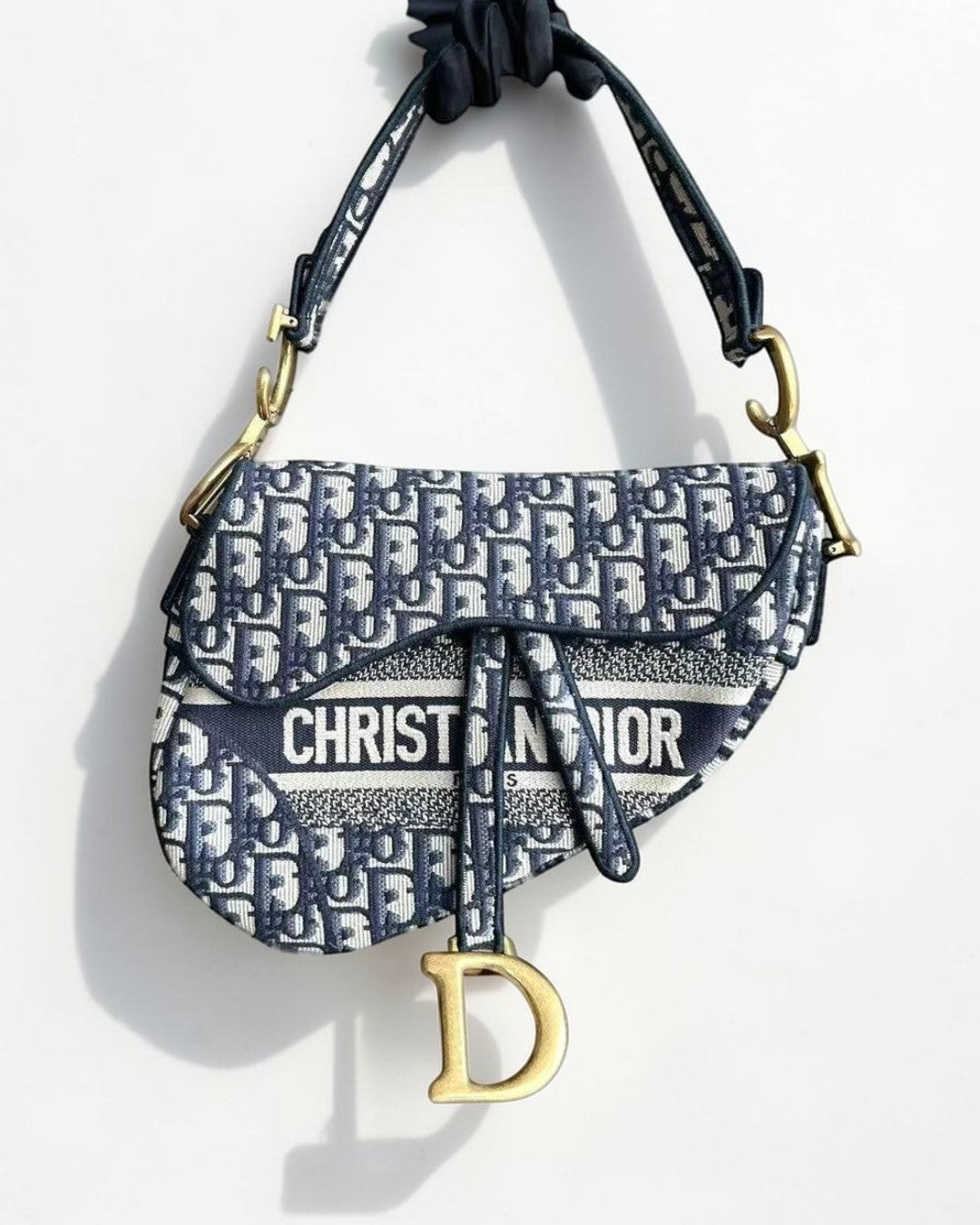 Dior Saddle Medium - Oblique Canvas Monogram Dark Blue Gold Hardware