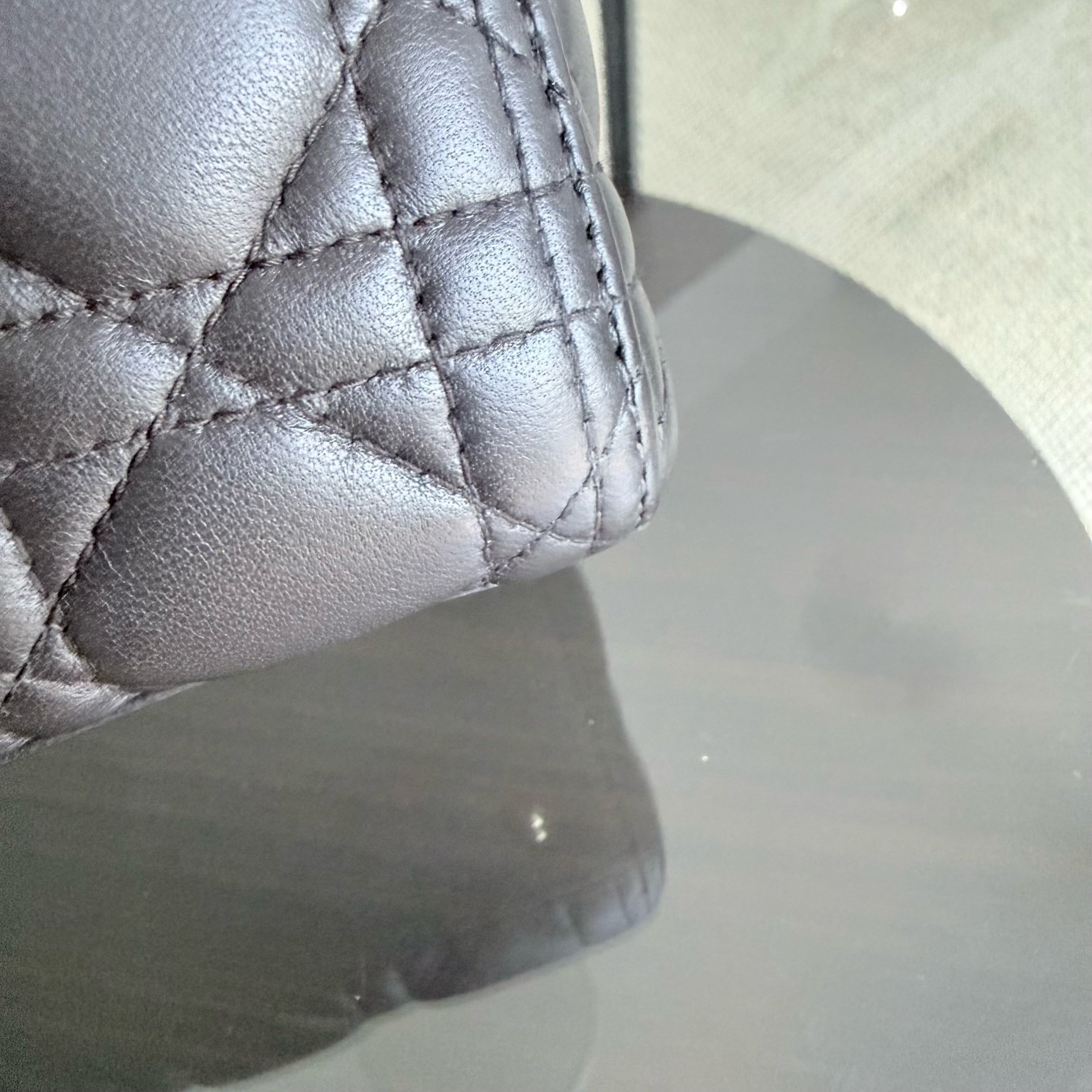 Dior Lady Medium - Cannage Lambskin Dark Gray Gold Hardware Adjustable Strap
