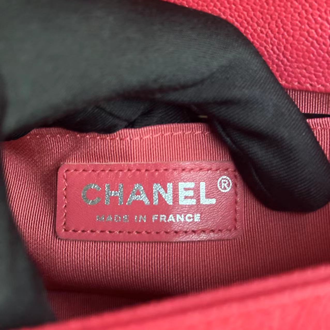 Chanel Boy Small - Hot Pink Quilted Caviar Grained Calfskin with Silver Hardware Series 25